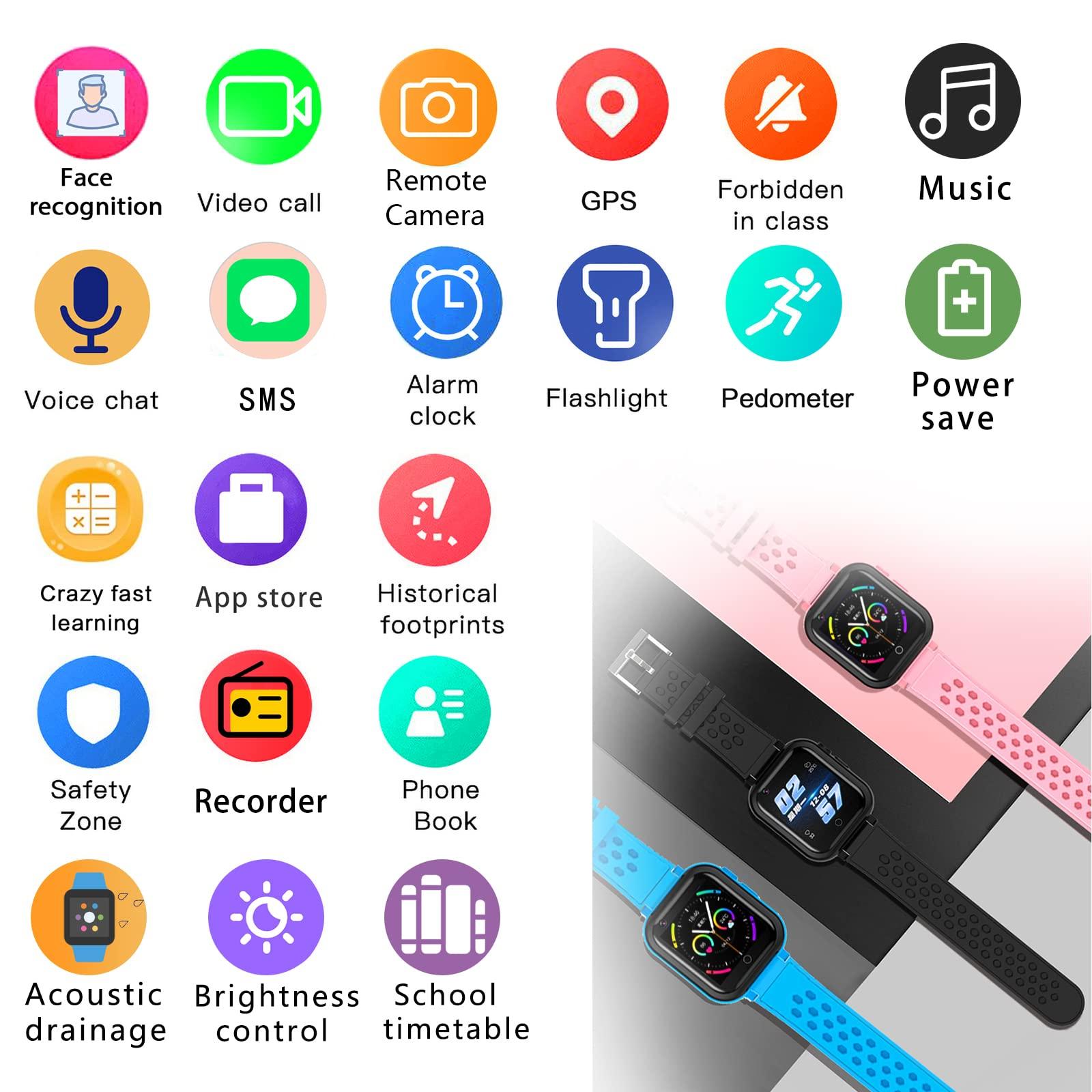 DDIOYIUR Smart Watch for Kids, 4G Kids Phone Smartwatch with GPS Tracker, WiFi SMS, Call, Voice Video Chat, Bluetooth, Audio Recording, Alarm, Pedometer, Wrist Watch for 4-16 Boys Girls Birthday Gifts - Image 5