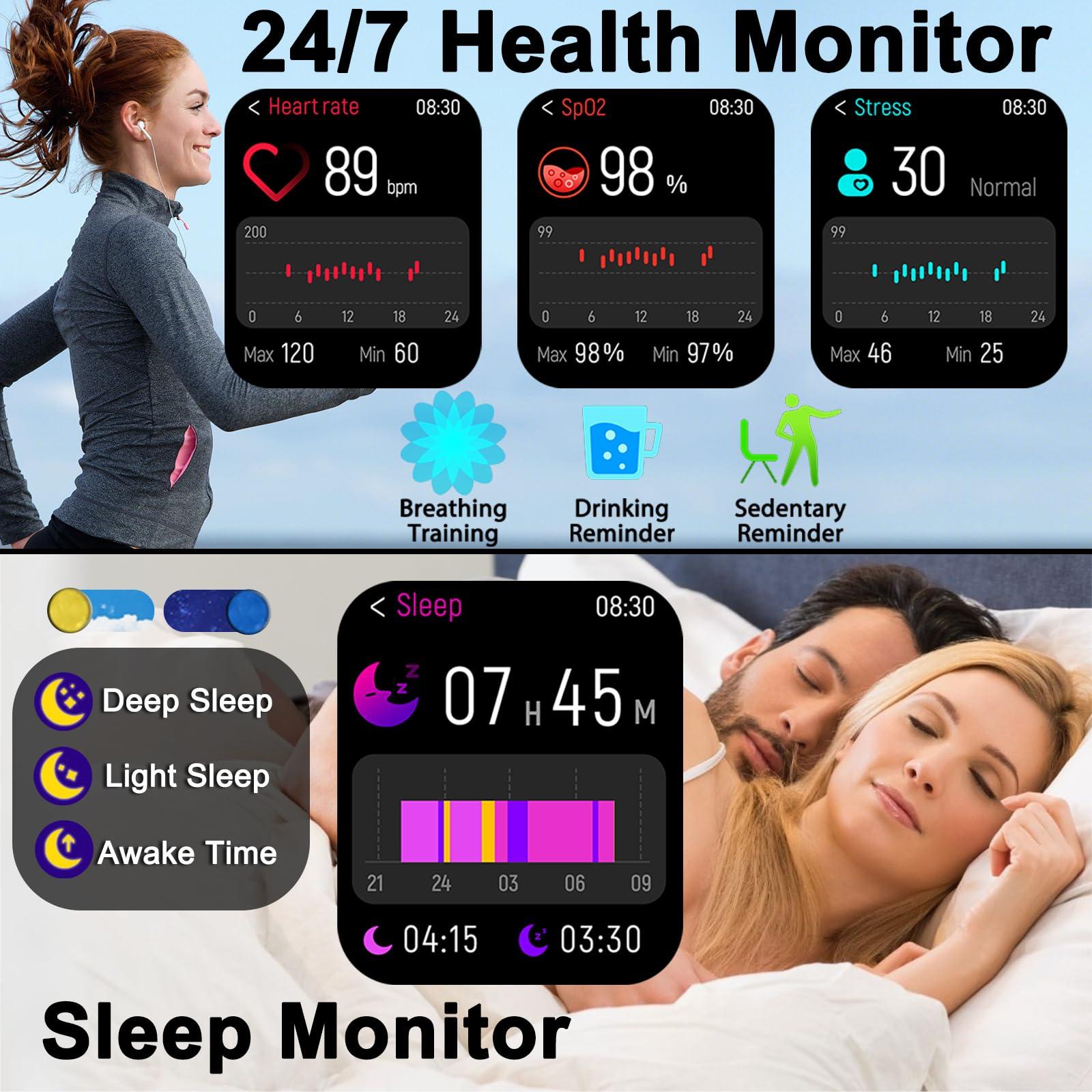 Smart Watch(Answer/Make Call), 2.01" HD Smartwatch for Women Men, Fitness Tracker with 100+ Sport Modes, IP68 Waterproof, Heart Rate/Sleep/Spo2 Monitor, Activity Tracker for Android and iPhone - Image 3