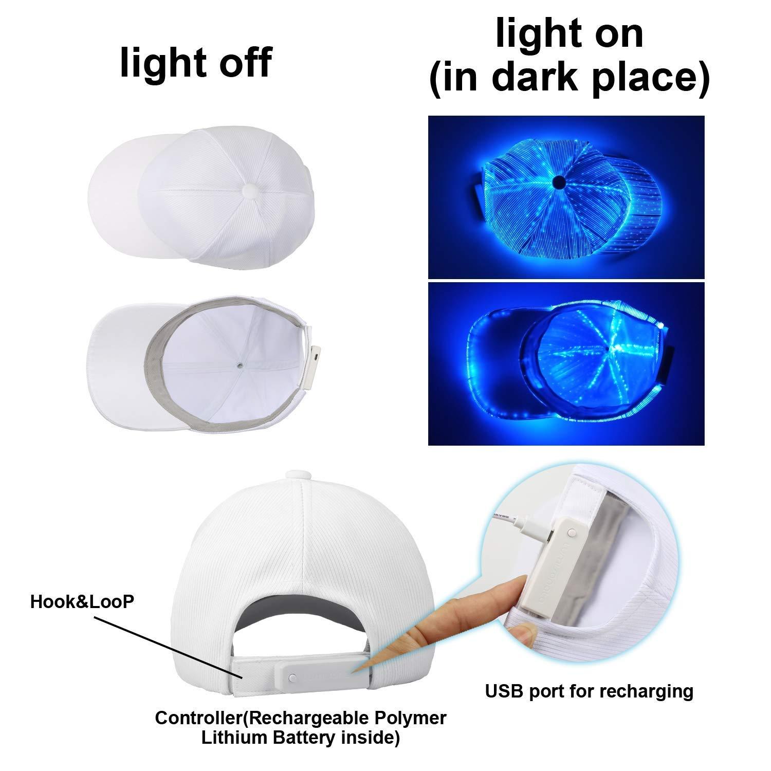 Ruconla Fiber optic cap LED hat with 7 colors luminous glowing EDC baseball hats USB Charging light up caps even party led crazy cap for event holiday - Image 4