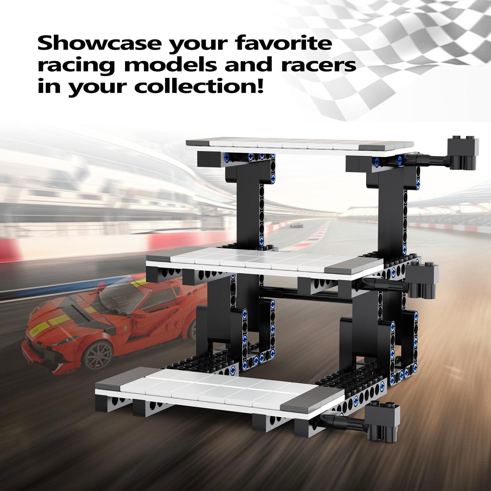 Display Stand for Lego Speed Champions Building Kit, 3 Layer Stand for Lego Car 76918 76923 76934 76919 76909 76914 76917 Model with Driver's Display, Collectible Gifts for Adults (220 Pcs) - Image 4