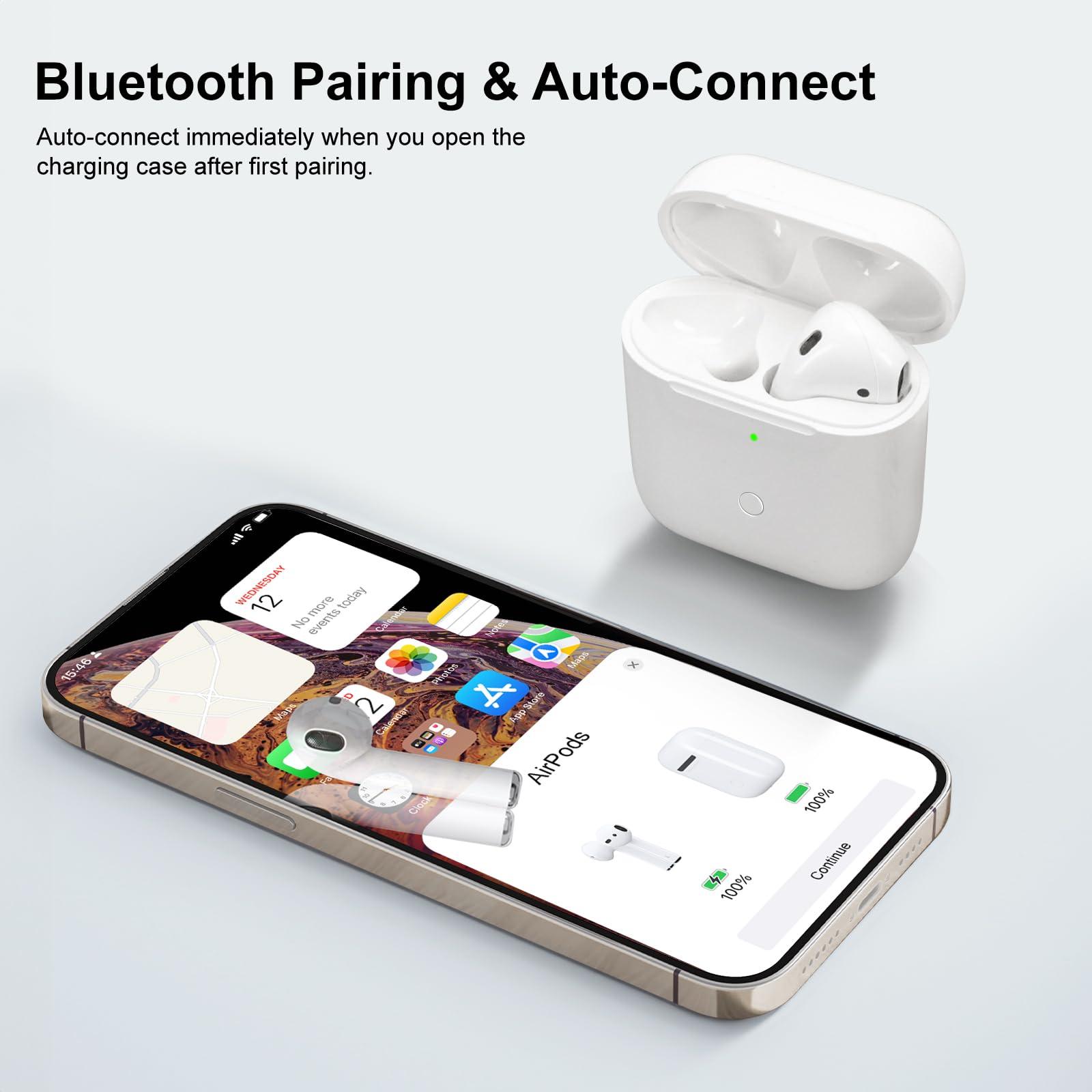 Wireless Charging Case Compatible with AirPod 2 1, Air Pod Charger Case Replacement with Bluetooth Pairing Sync Button, No Earbuds,White - Image 2