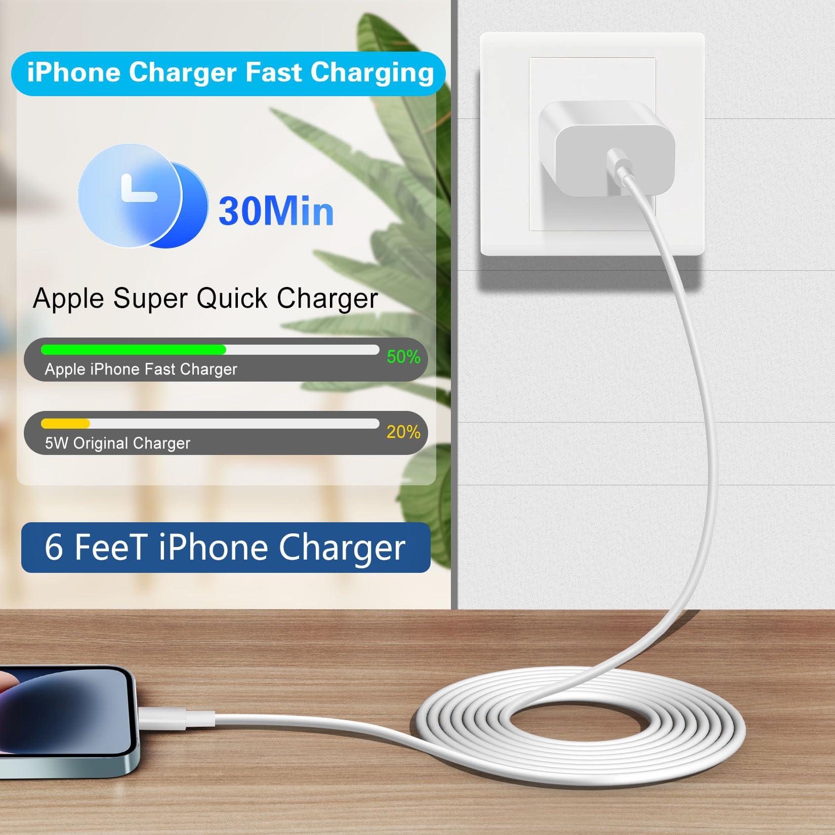 iPhone Charger Fast Charging,[Apple MFi Certified] Apple Charger iPhone Super Quick 2Pack 6FT Type-C to Lightning Cable USB C Wall Charger Plug Adapter for iPhone 14 13 12 11/14Pro Max/13Pro/SE/XR/XS - Image 3