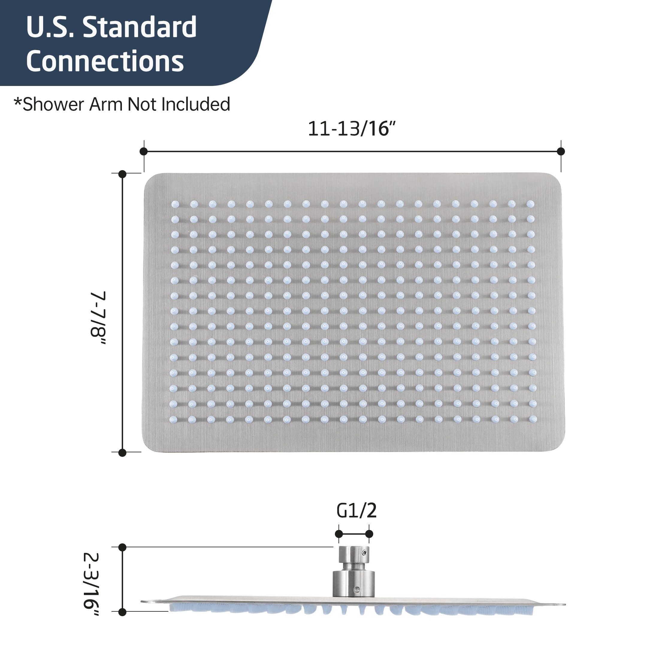 12-Inch Rectangle Rain Shower Head, KES Ultra-Thin High Pressure Rainfall Shower Heads, 300 Nozzles for Dense Water Flow, Full Body Waterfall Coverage, Wall or Ceiling Mount, Brushed Steel - Image 2