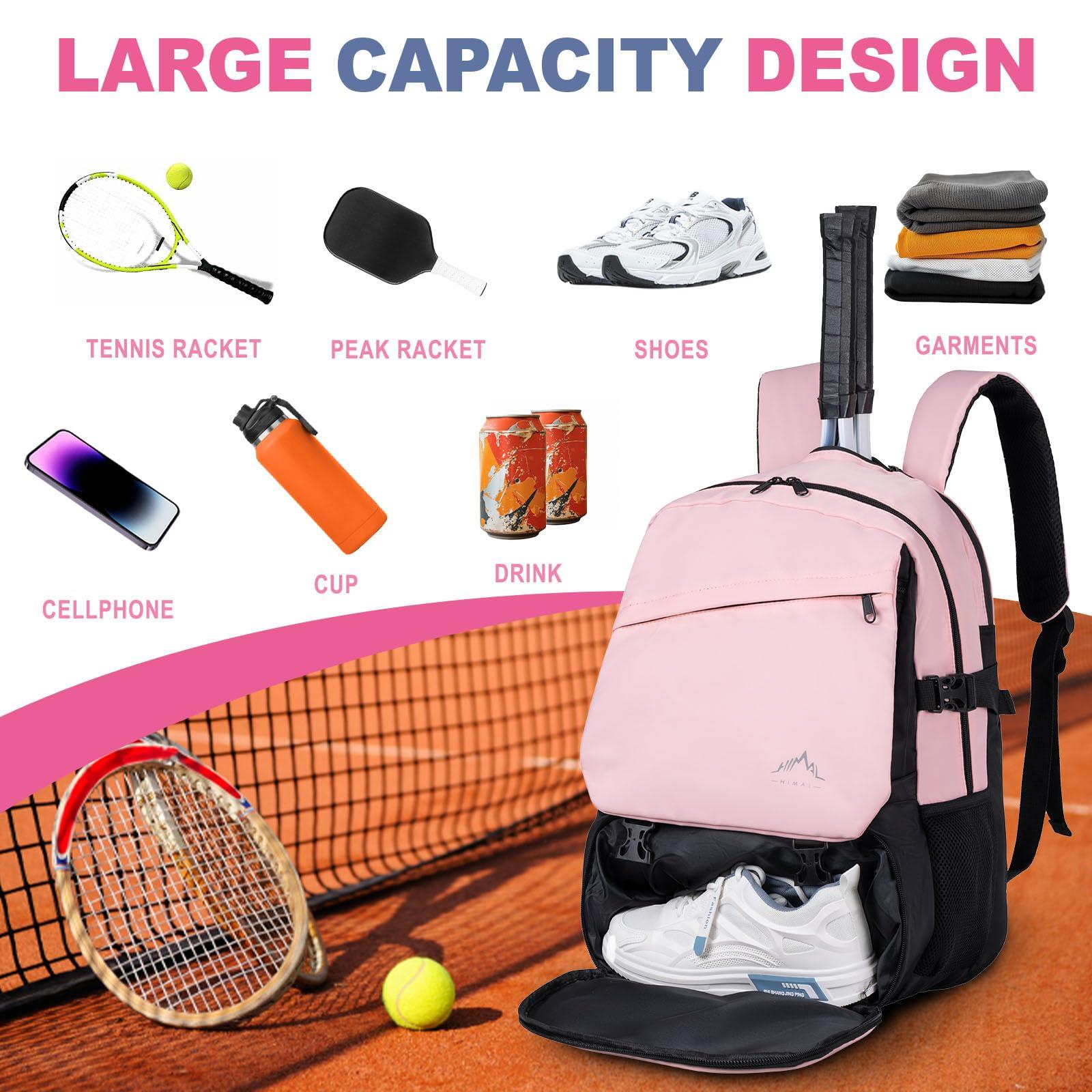 UNIHIMAL Tennis Bag-Tennis Backpack for Women Men 2 Rackets with Separate Shoe Compartment & Insulated Pocket - Image 3