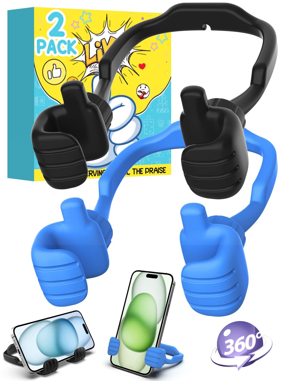Dad Gifts for Fathers Day from Daughter Son Cell Phone Stand: 2 Pack UPGRADE Adjustable Thumbs Up Lazy Phone Holder for Desk Fun Birthday Gifts for Grandma Teens Girls Boys Adults Husband from Wife
