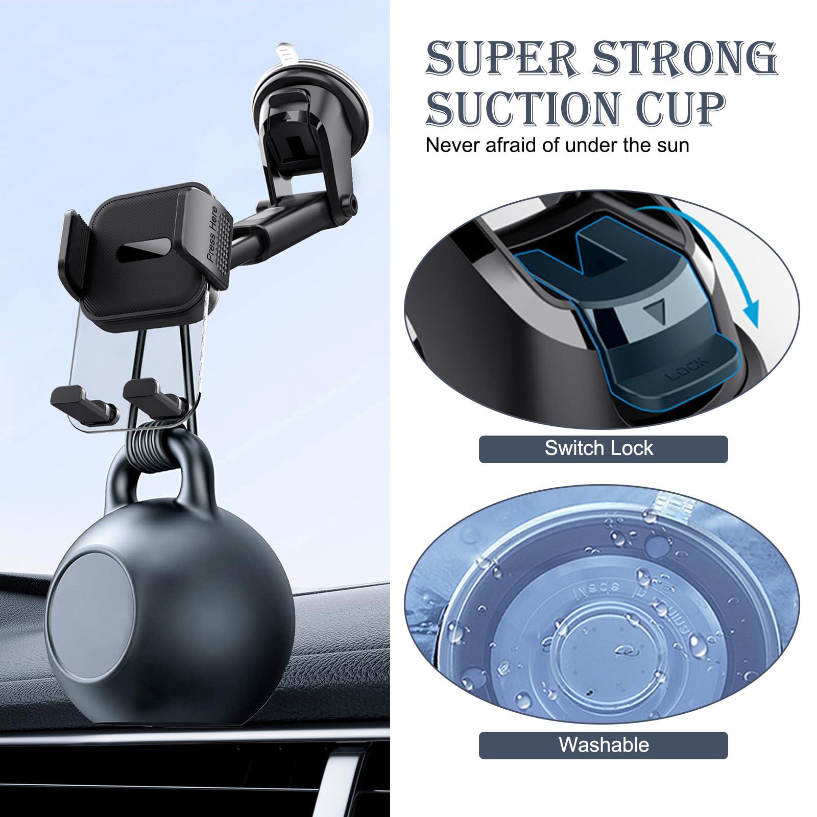 Sinytuto 1 PC Car Mobile Phone Holder, Windshield Dashboard Suction Cup Navigation Bracket, Anti-Shake Stabilizing Stand for iPhone Smartphones, Universal for Automotive Interior Accessories (Black) - Image 6