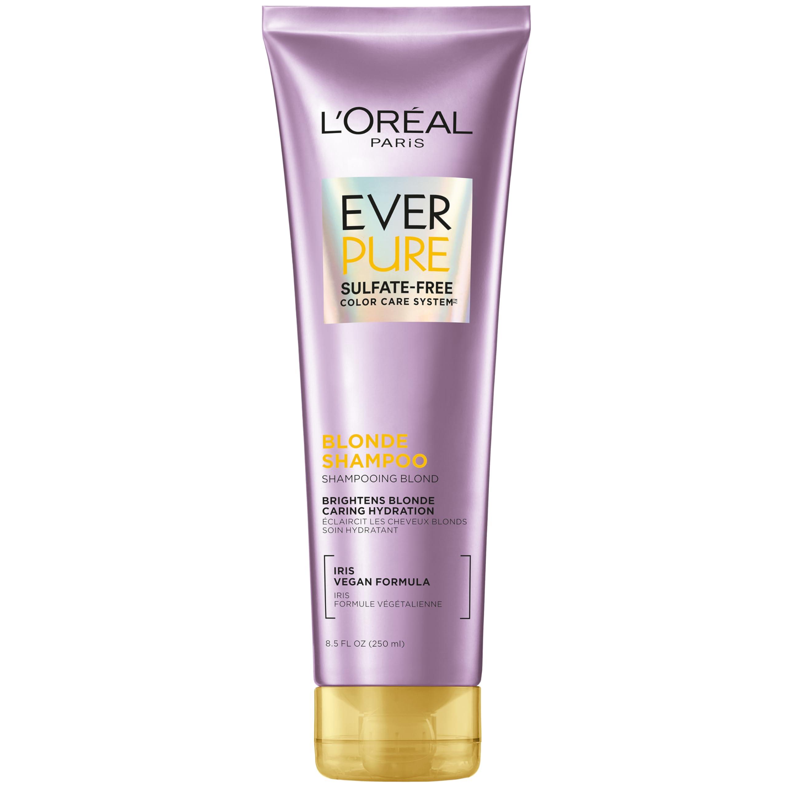 L'Oreal Paris Blonde Sulfate Free Shampoo for Color-Treated Hair, Neutralizes Brass + Balances, EverPure, 8.5 Fl Oz (Packaging May Vary)
