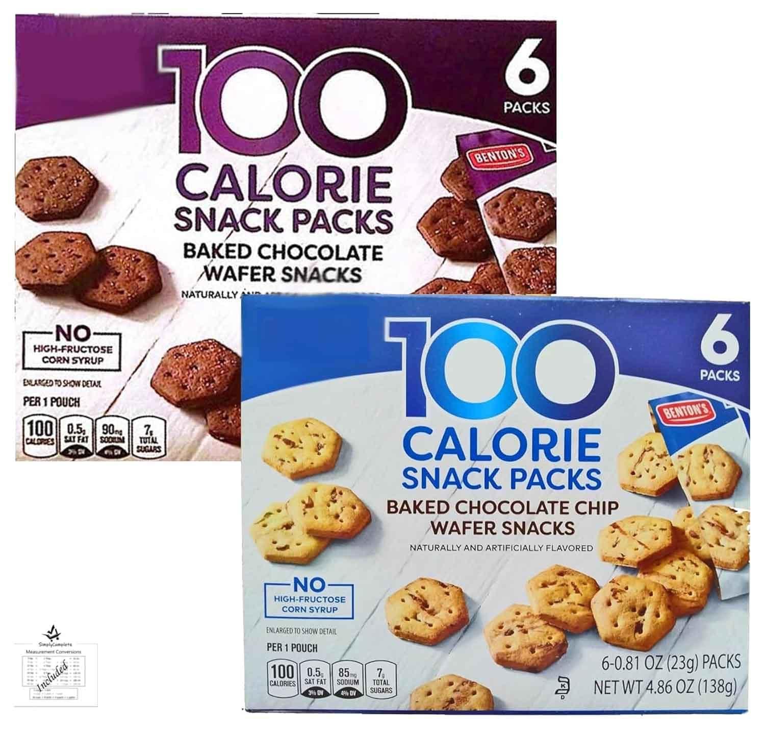 Fit & Active Baked Chocolate Chip and Chocolate Mini Cookie Wafer Snacks 100 Low Calorie - 1 Pack Each, Snack Snacking Food Treat