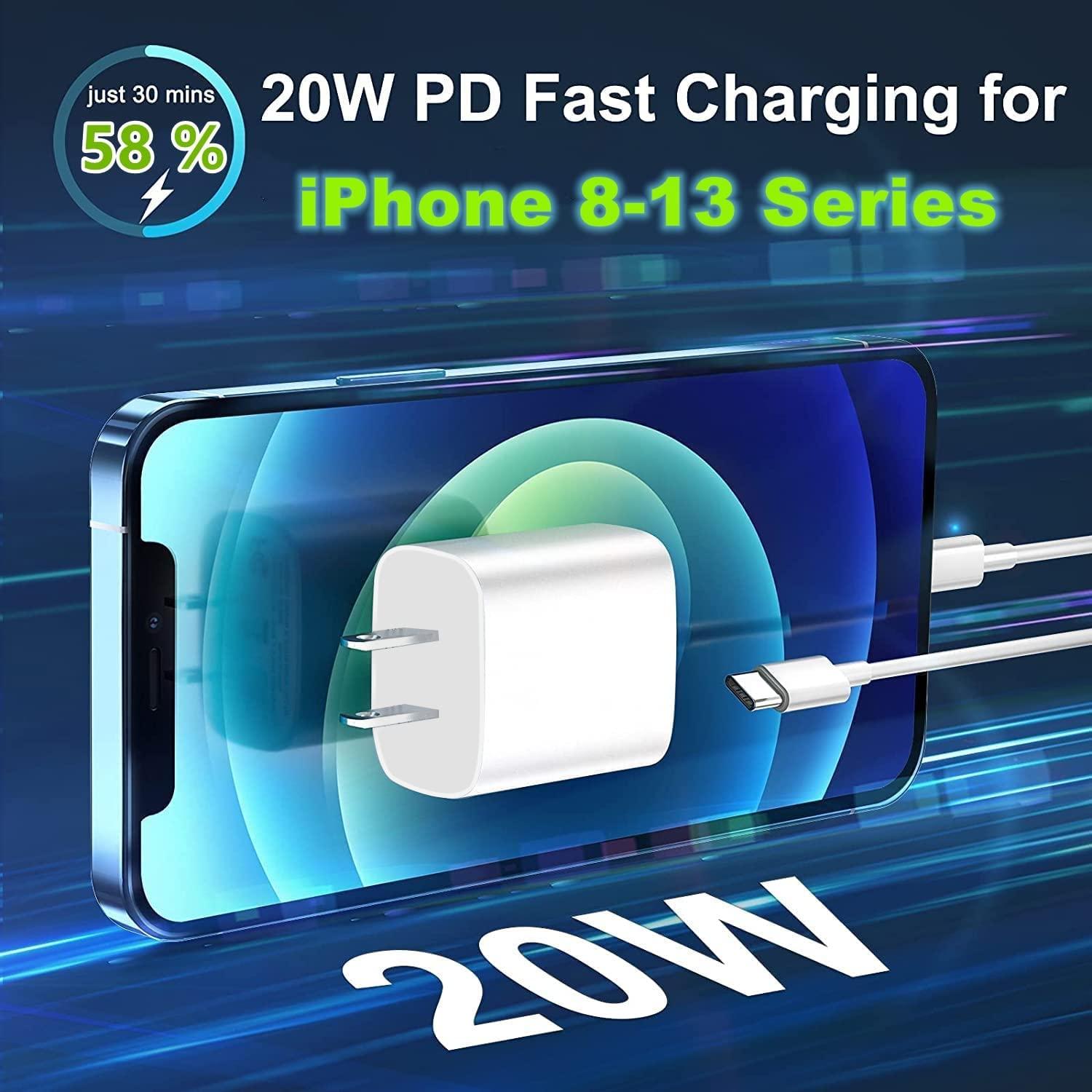 iPhone Charger Fast Charging,Fast Charger iPhone 20W PD 6FT USB C Wall Plug Type C i Phone Fast Charging Power Adapter Lightning Cable Cord for Phone 14 ProMax/13 Mini/12/11/XS/Max/XR/X/8 Plus/SE,iPad - Image 2