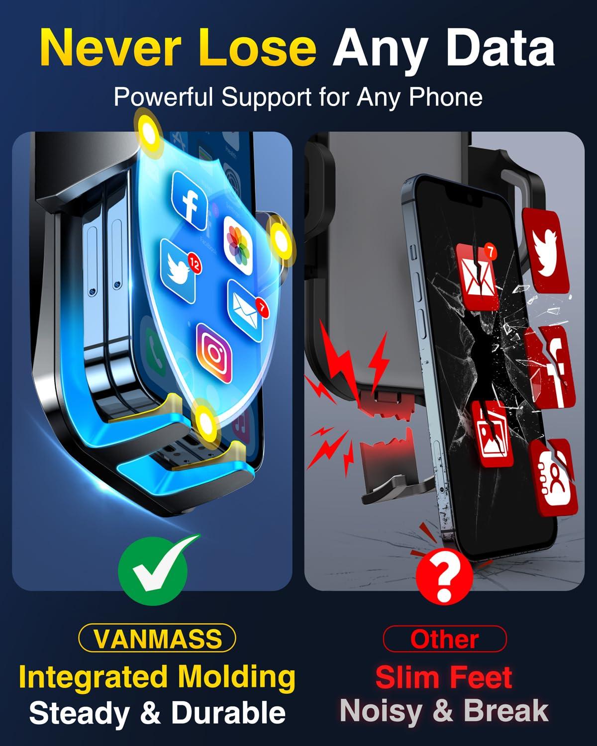VANMASS 【85+LBS Strongest Suction & Military-Grade 2025 Ultimate Car Phone Mount【Patent & Safety Certs】 Cell Phone Holder Truck Stand for Dashboard Windshield Vent for iPhone 16 15 Pro Max 14 Samsung - Image 5