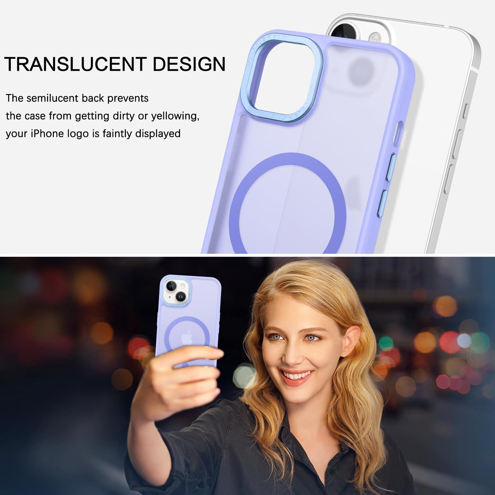 BENTOBEN Magnetic for iPhone 13 Case & iPhone 14 Case [Compatible with Magsafe] Translucent Matte Phone Case iPhone 13/14 Slim Shockproof Women Men Protective Cover for iPhone 13/14 6.1", Lavender - Image 7