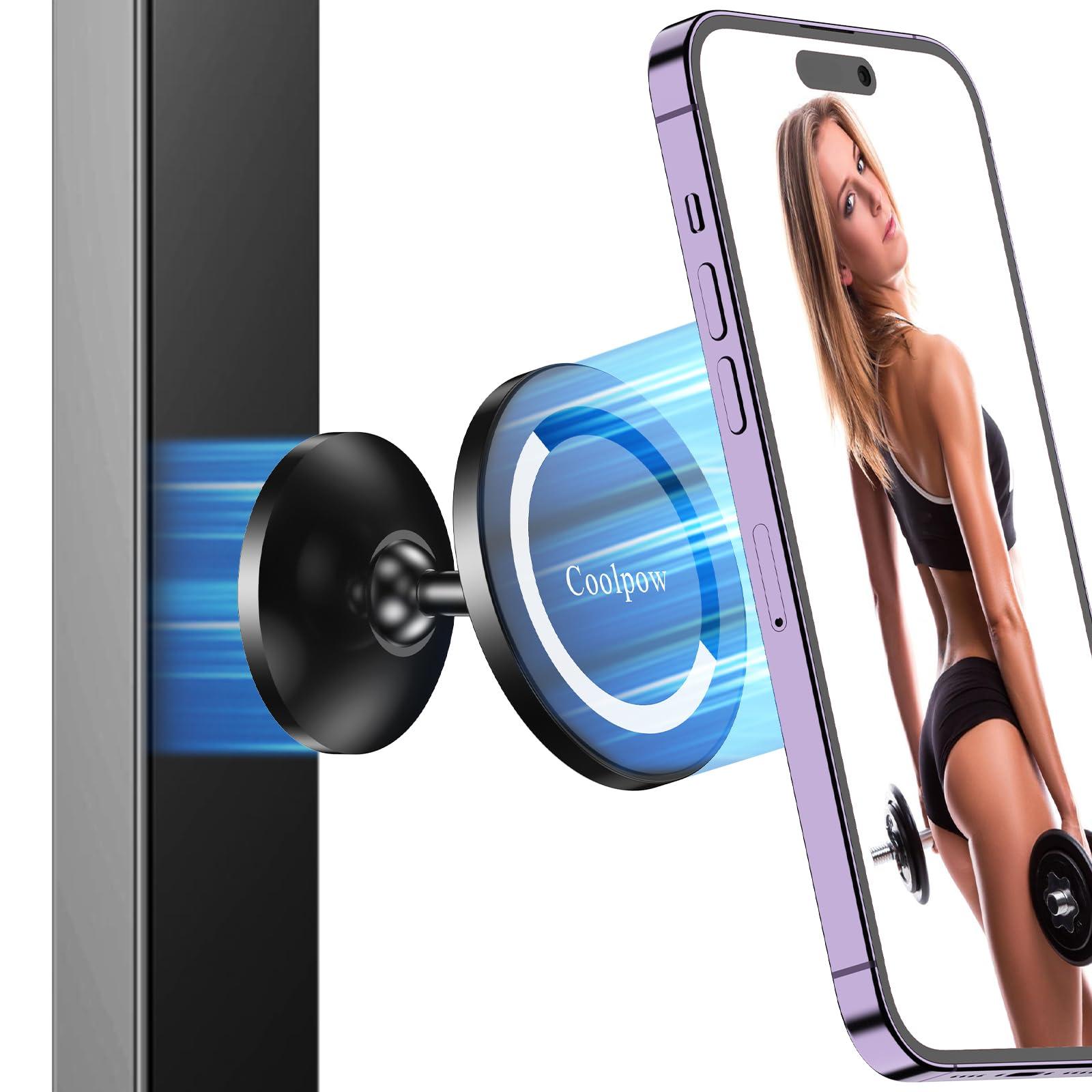 Gym Magnetic Phone Holder Mount for MagSafe【All Metal】Dual Magnetic Phone Holder for Gym Accessories Attach to Metal Surface, Gym Phone Holder Magnet for iPhone 16 15 14 13 Pro Max Gift for Men Women - Image 2