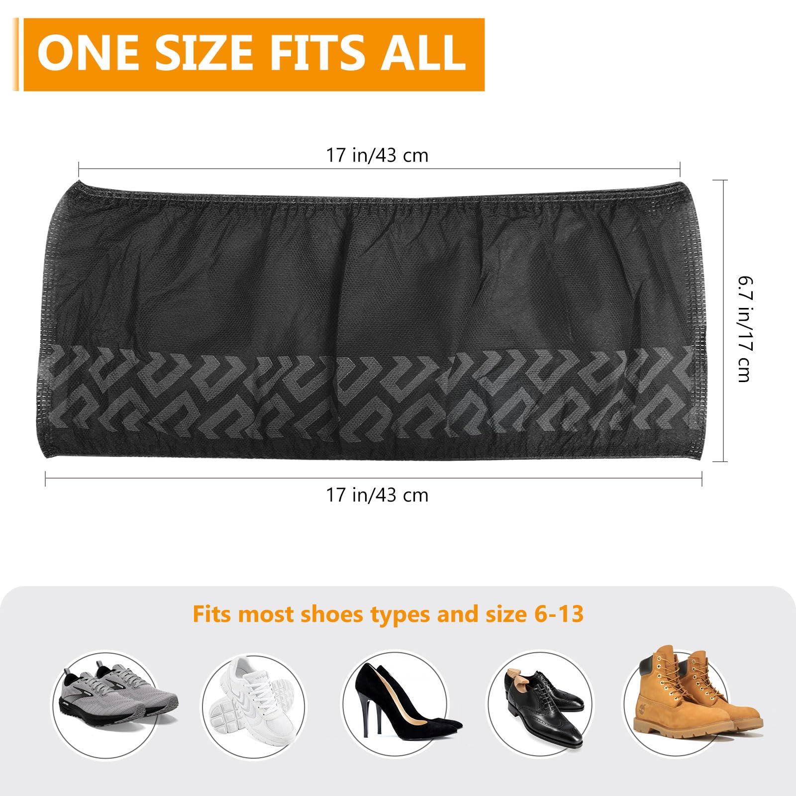 squish 200 Pack Shoe Covers Disposable Non-Slip, Black Non-Woven Fabric Boot Covers for Indoors Breathable Slip Resistant Durable Boot&Shoes Cover, Protector Covers Fits Virtually Most Shoes - Image 2