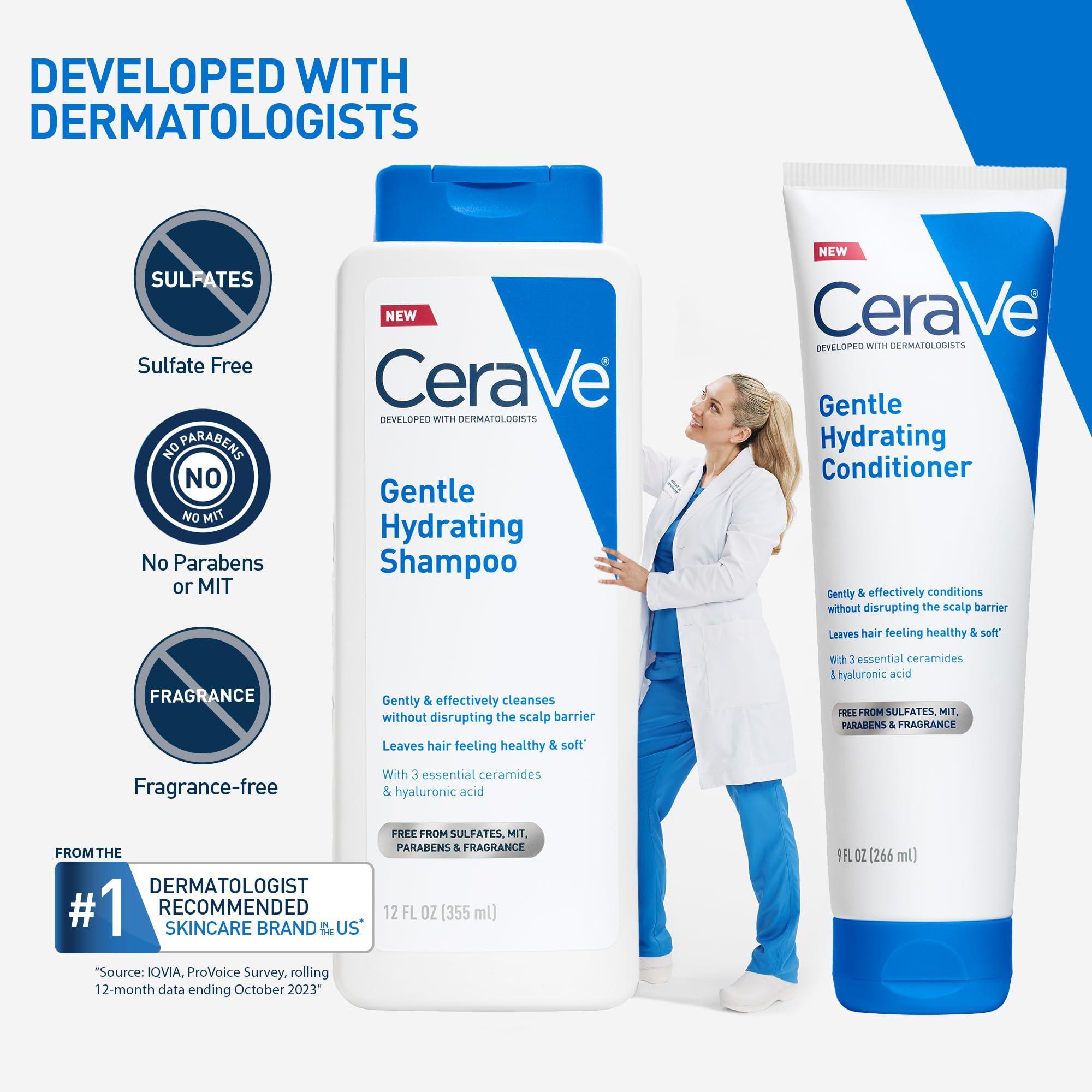 CeraVe Gentle Hydrating Shampoo, With Ceramides, Niacinamide & Hyaluronic Acid For Soft, Healthy Looking Hair & Scalp, Sulfate Free & Color Safe Shampoo, For All Hair Types, 12 Oz - Image 6