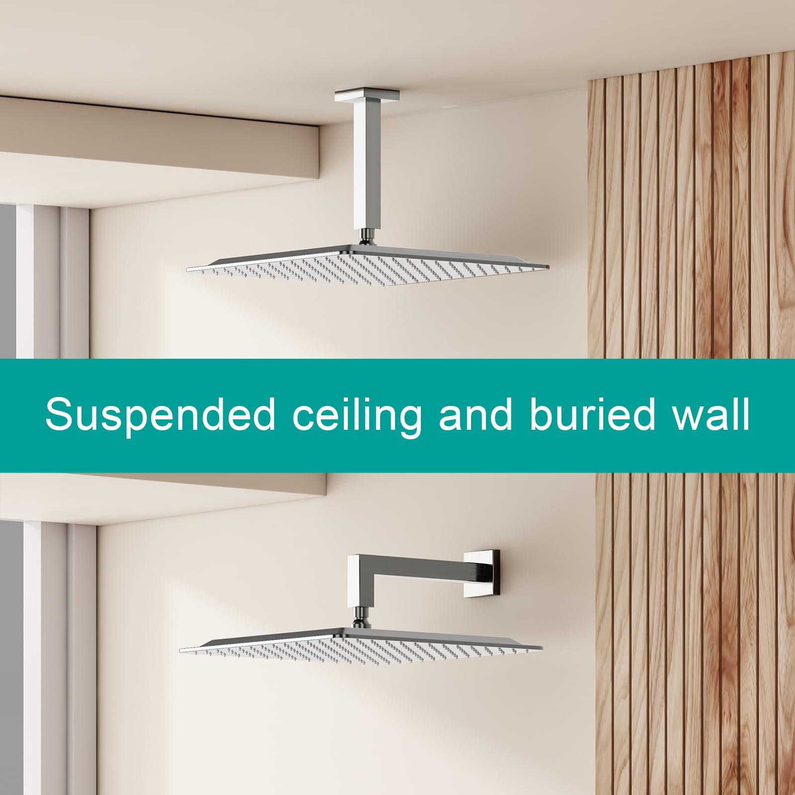 AULEEND Square Rain Shower Head, High Flow Stainless Steel,Work with any decorative style，All Metal Rainfall Shower Head (Brushed Nickel, 16) - Image 3