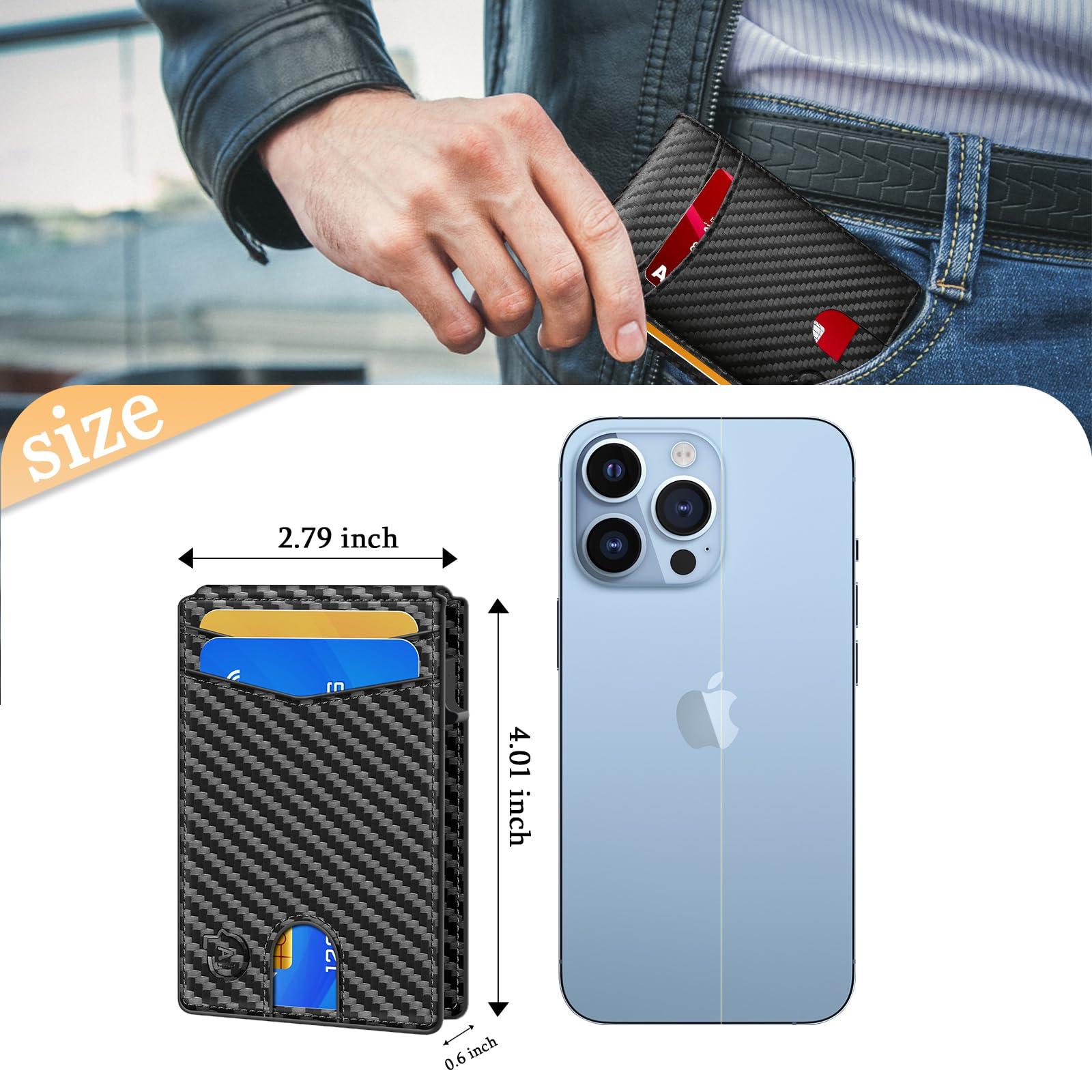 SMART CC Wallet for Men with Money Clip, Mens Minimalist Wallet 5-8 Cards, Slim Compact Wallet with Money Clip & ID Window, Pop Up Card Wallet, Metal Aluminum Credit Card Holder Bifold Wallet (Carbon) - Image 4
