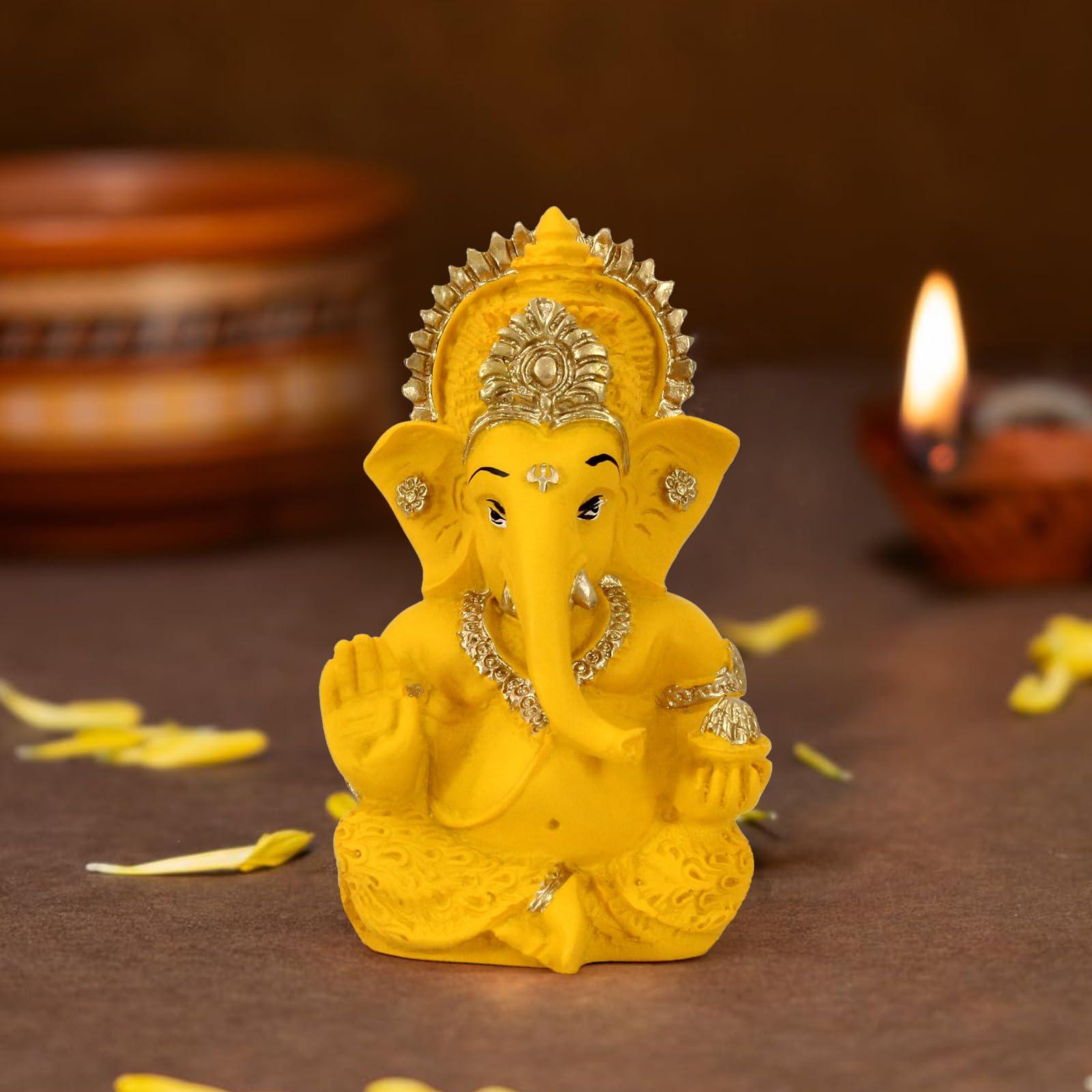 TIED RIBBONS Ganesh Statue for Car Dashboard | Resin, 3 Inch | Ganesha Statue for Home, Office, Desk, Pooja | Baby Ganesha Statues | Indian Decorations for Pooja Mandir Temple | Indian Return Gifts - Image 8