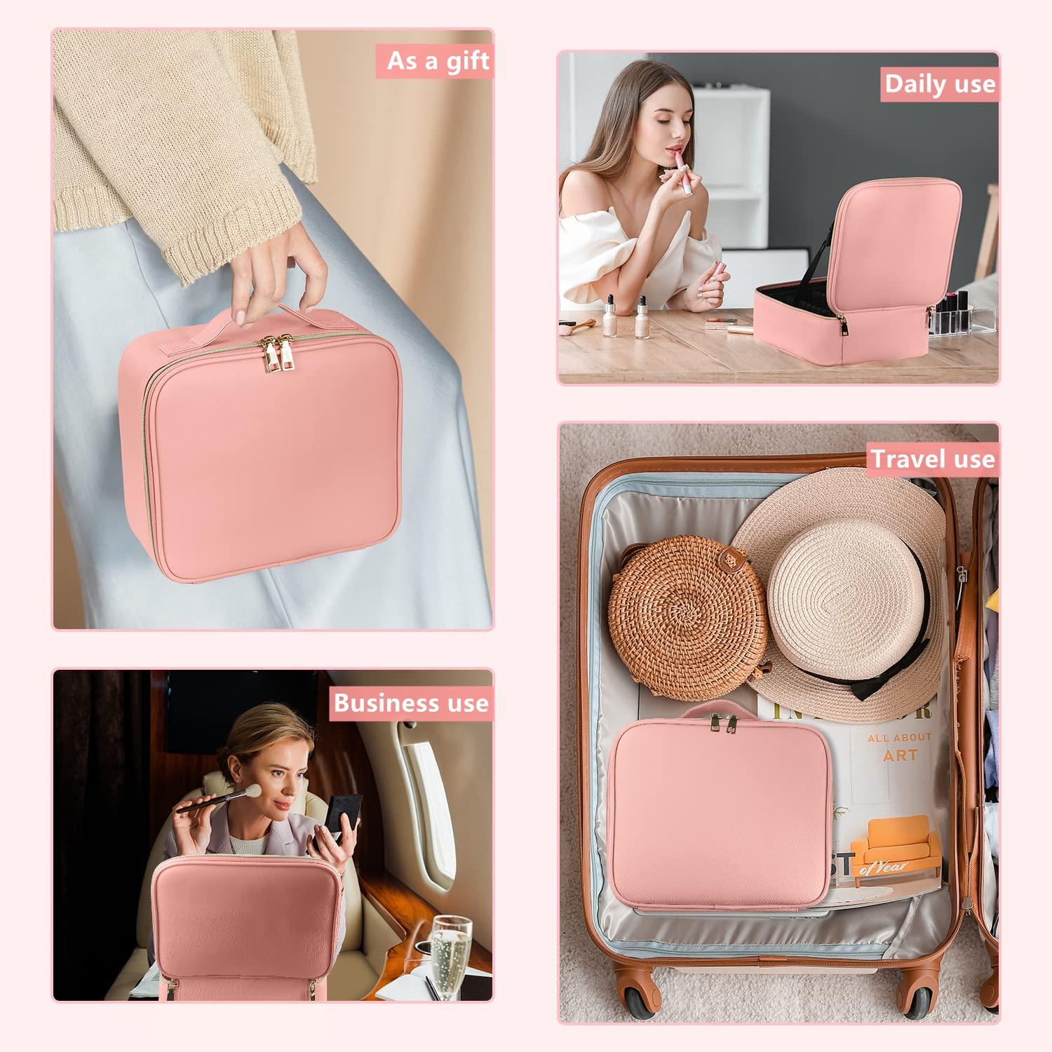 Makeup Case with Lighted Mirror 3 Color Setting,Travel Makeup Bag with Led Mirror with Adjustable Divider,Light Up Makeup Bag Cosmetic Organizer for Makeup Brush,Makeup Accessories,Tools Case,Women - Image 8