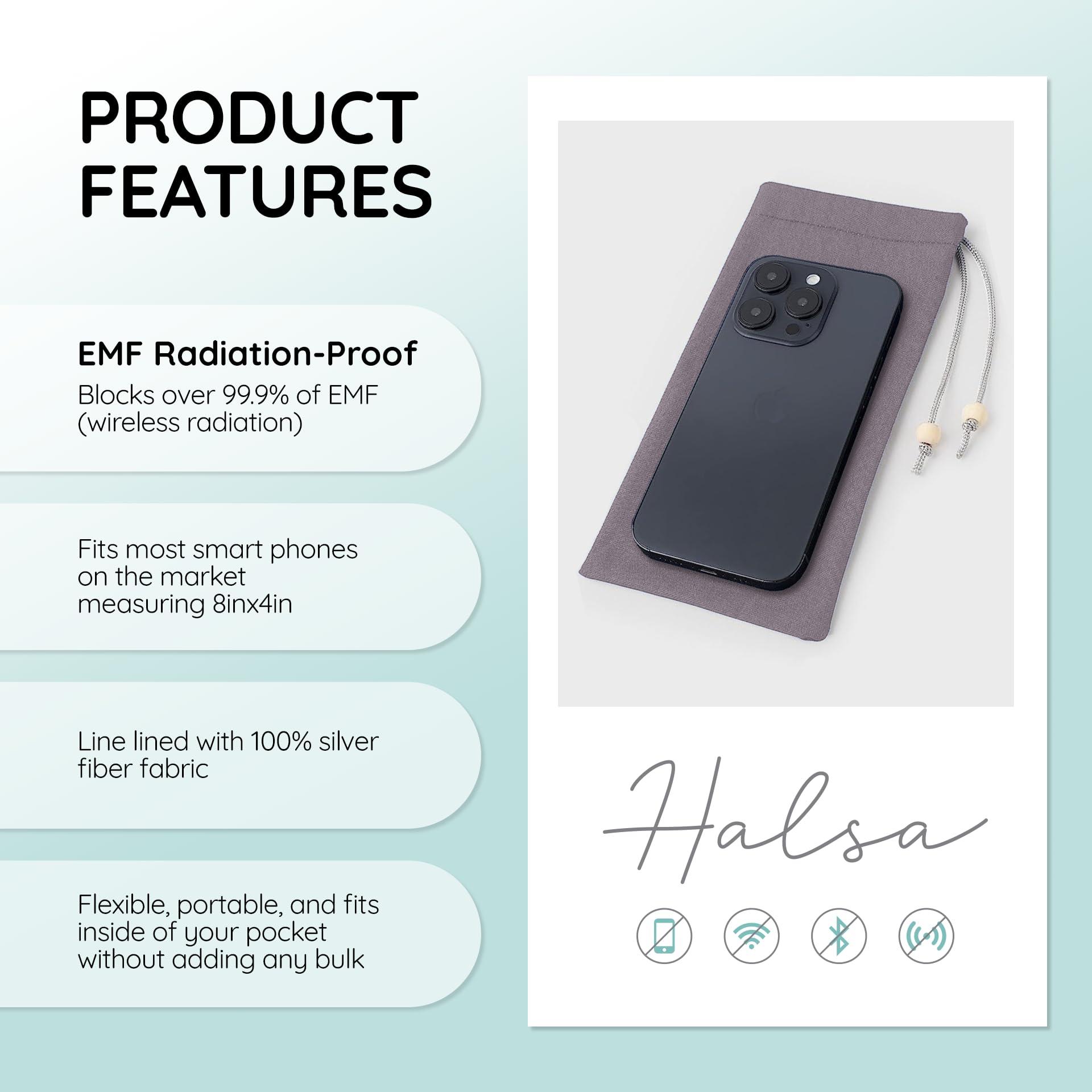 Halsa EMF Shield Sleeve for Cell Phone - Signal Blocking Anti-EMP Pouch - Smartphone Protection Case Against Radiation, EMF, 5G, RFID - Grey - 4x8 Inch Fits Most Phones - Image 2