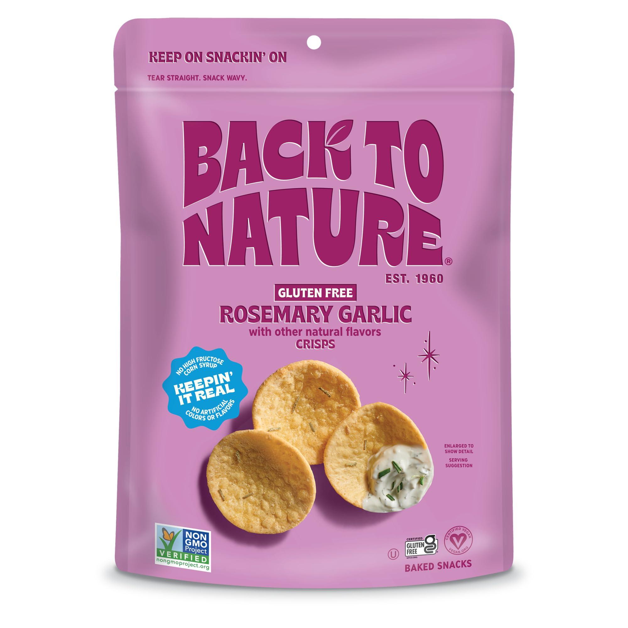 Back to Nature Gluten Free Crackers, Rosemary Garlic Dipper Crisps - Vegan, Non-GMO, Crackers for Dipping - seriously tasty snacks, 3.2 Ounce​ (Pack of 6)