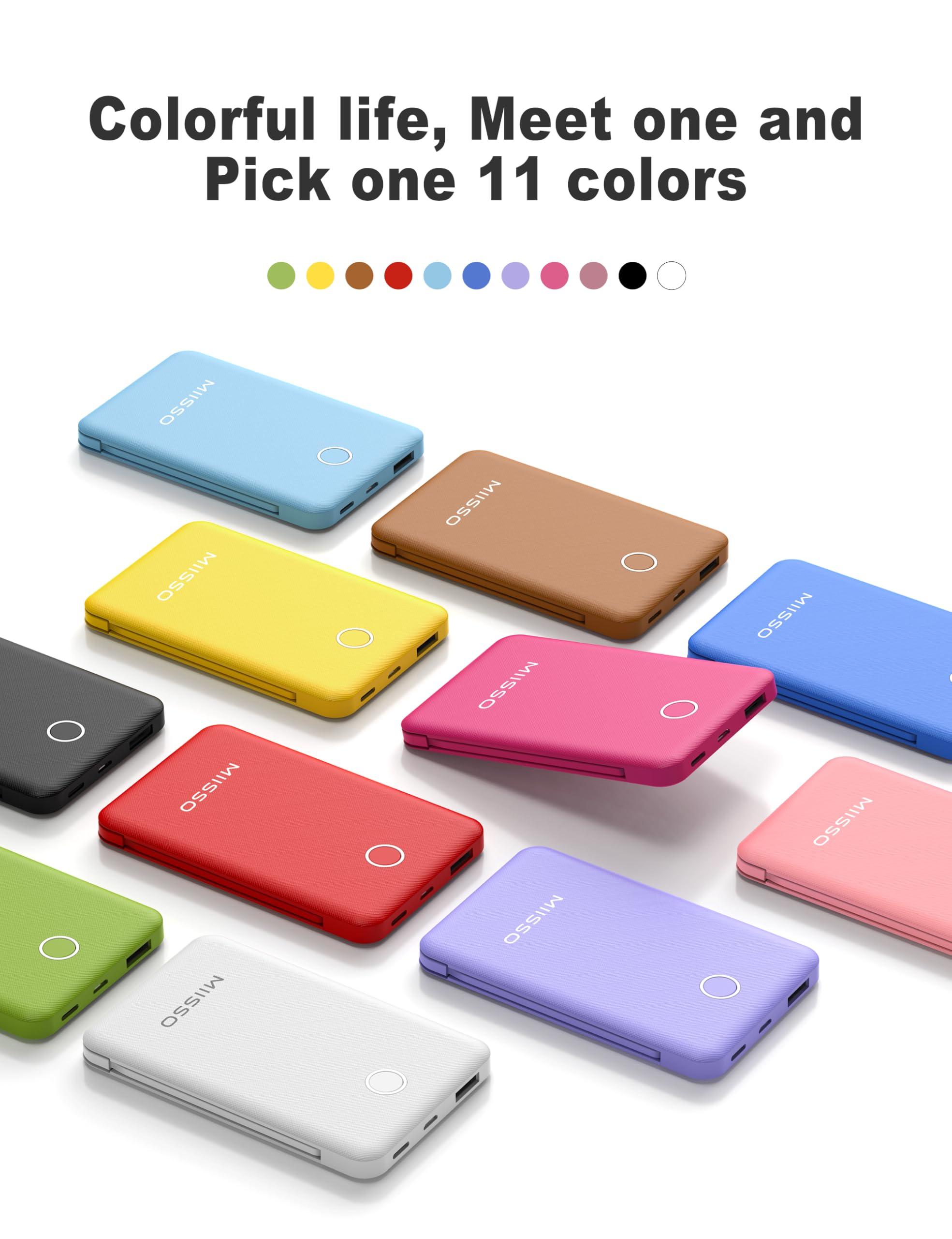 6000mah Ultra Slim Built in Cables Power Bank, Card Size Built in USB C Cords Battery Pack Portable Charger for Phones, 3 Output External Battery Pack Compatible with iPhone, Samsung, Google, Pink - Image 9