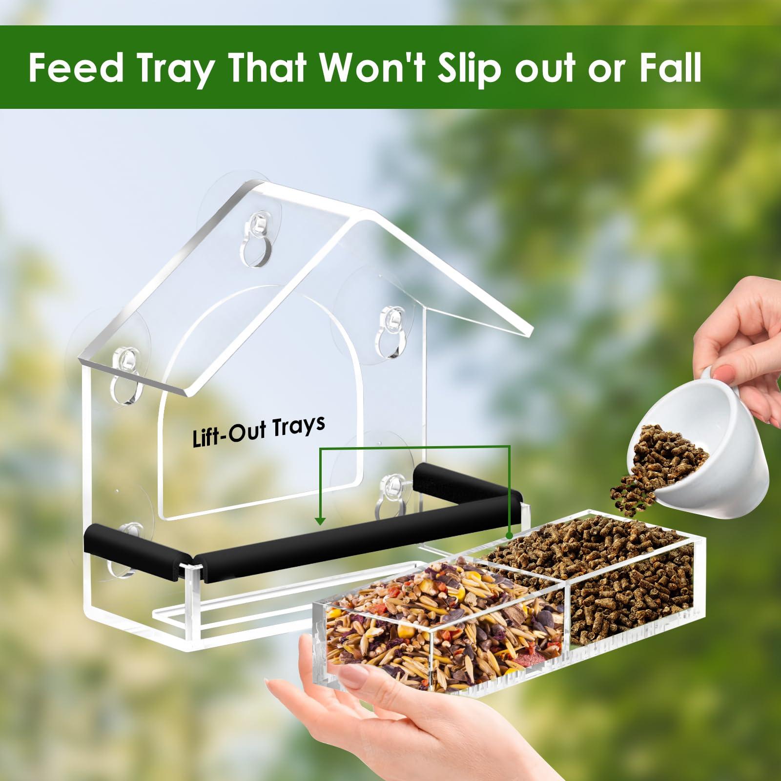 Clear Window Bird Feeder with 5 Extra Strong Suction Cups, DY-SKTY Sturdy and Durable Acrylic Birdfeeders for Viewing Wild Birds Outside, as a Bird Watching Gift, Outdoor Birdhouse Box, Garden Decor - Image 6