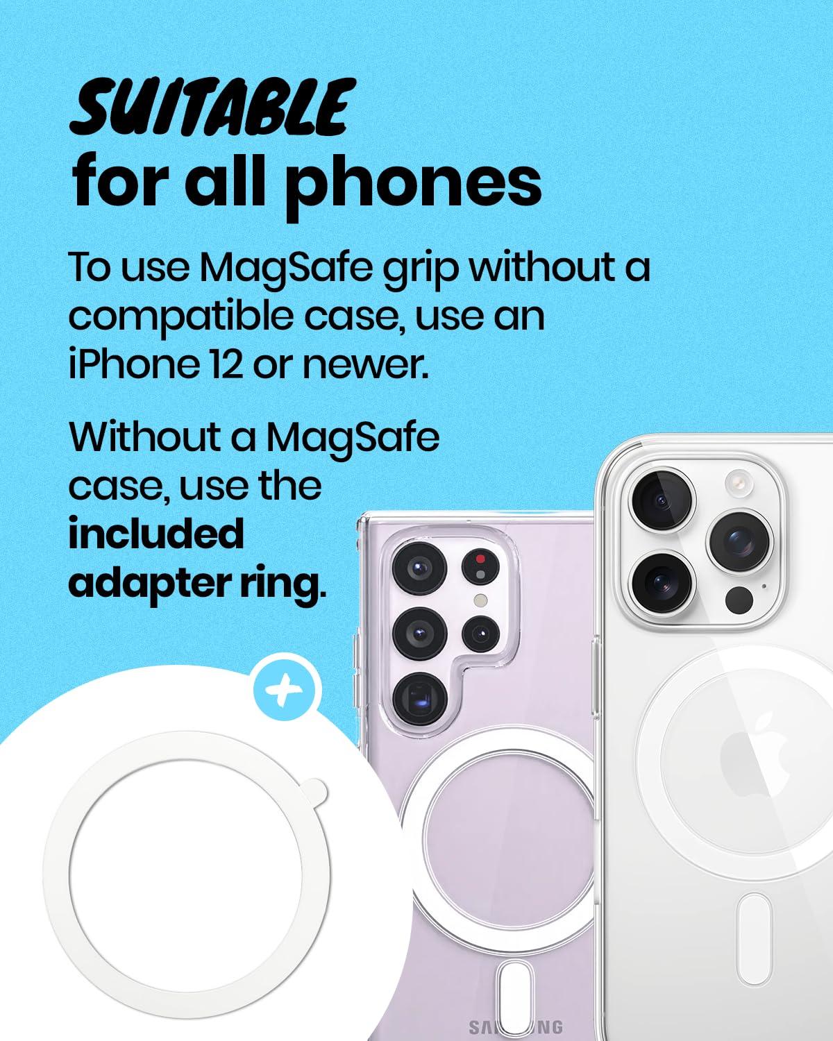 OnTheGrip Compatible with Magsafe Cute Cubic Diamond Heart Shape Design Collapsible Mobile Phone Grip Stand Holder for Smartphone Tablet Cell Phone Accessory (Silver Big) - Image 6