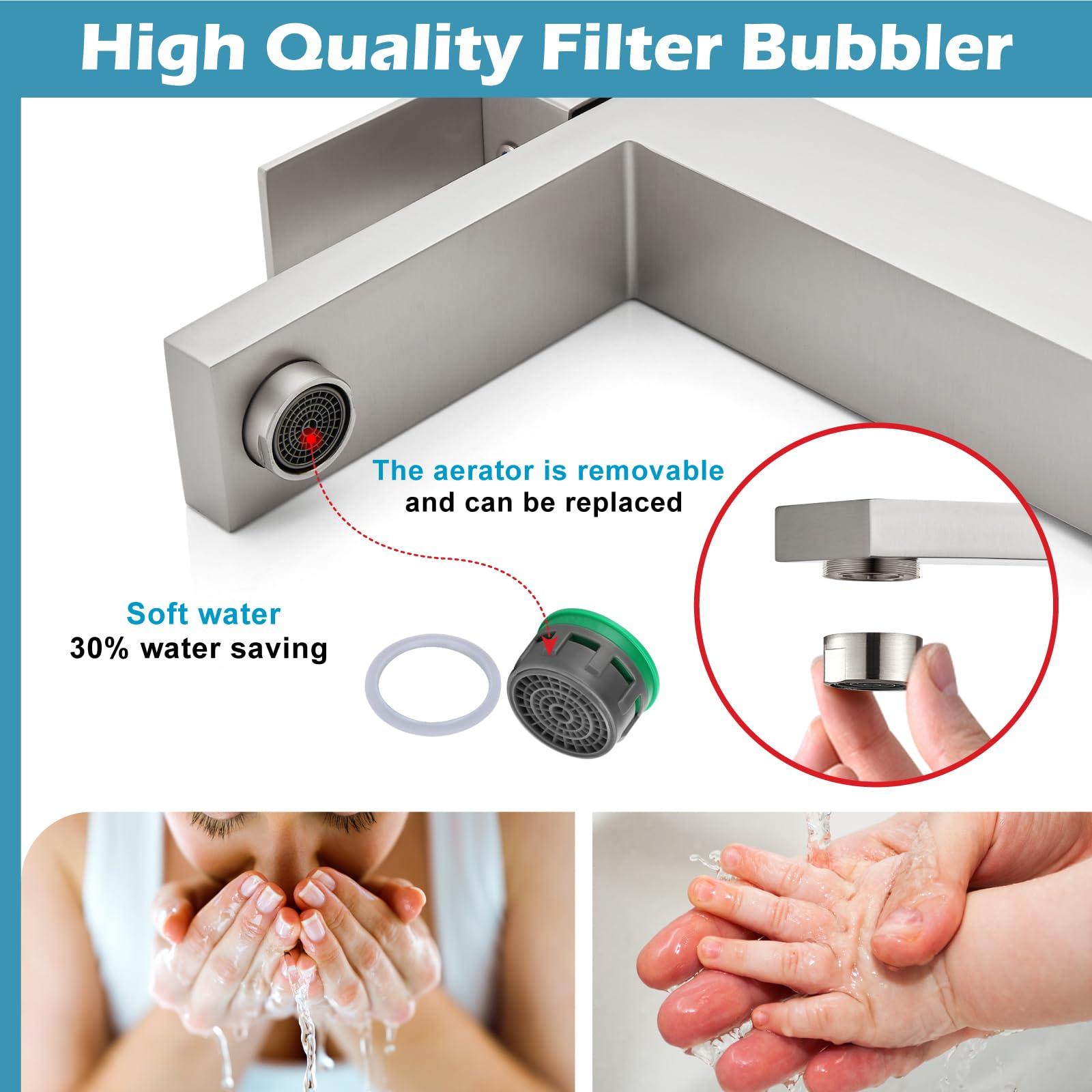 Midanya Bathroom Sink Faucet 1 Hole Single Handle Deck Mount Lavatory Bathroom Faucet Include Cover Plate Stainless Steel Commercial,with Pop Up Drain,Brushed Nickel - Image 7