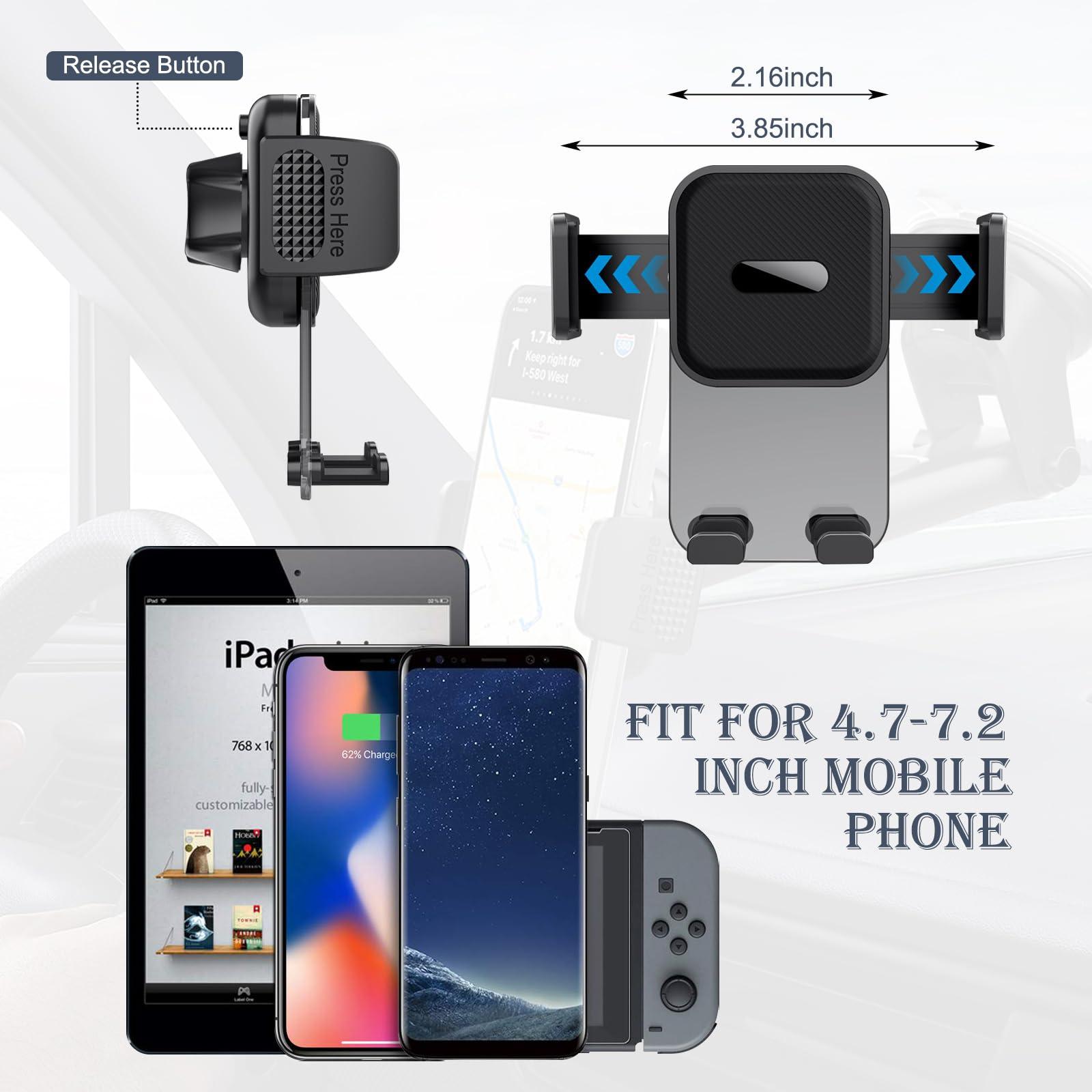 Sinytuto 1 PC Car Mobile Phone Holder, Windshield Dashboard Suction Cup Navigation Bracket, Anti-Shake Stabilizing Stand for iPhone Smartphones, Universal for Automotive Interior Accessories (Black) - Image 2