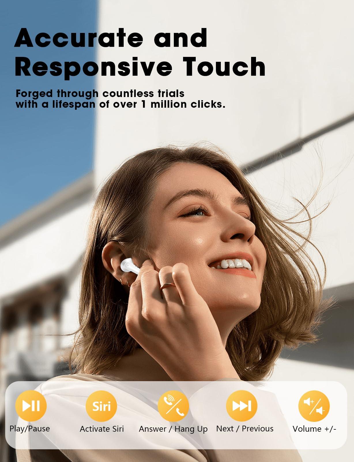 ZZU Wireless Earbuds, 2025 Ear Buds with Big Bass Stereo Sound, Lightweight Bluetooth Earbuds with 48 Hours Playtime, in-Ear Fit Earphones, IPX7, Hands-Free Calls with AI for iPhone, Android, Pad - Image 7