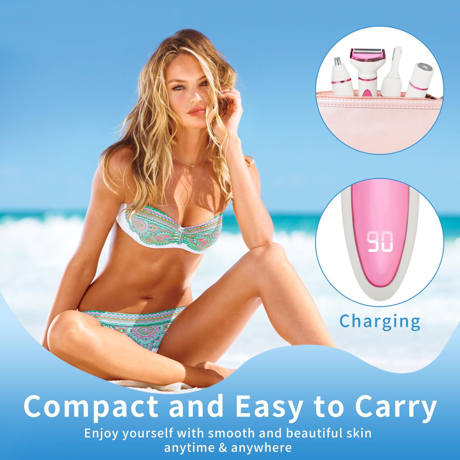 Beanify Wet & Dry Electric Razor for Women Men,4 in 1 Rechargeable Led Display Electric Shaver and Facial Hair Remover,Painless Ladies Body Razors for Nose Face Body Leg Bikini Arm Hair (Purple) - Image 6