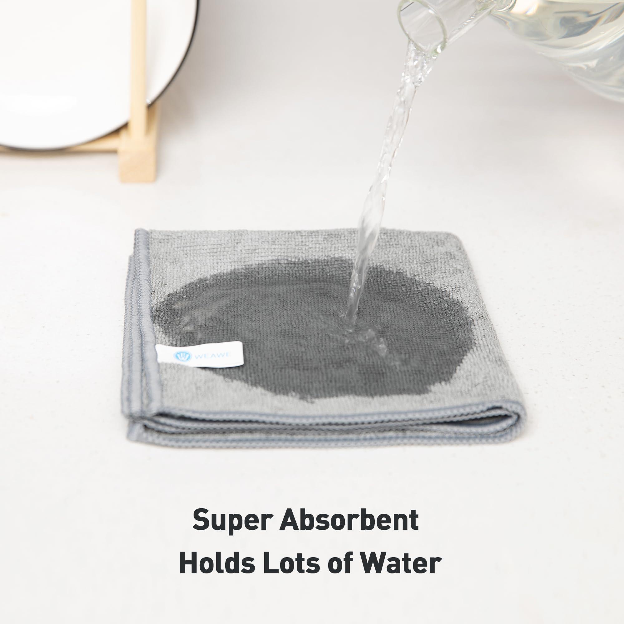WEAWE Gray Microfiber Cleaning Cloth 13"x13", Ultra Soft Absorbent Microfiber Cleaning Rags for Housekeeping Cleaning Supplies, Lint Free Reusable Cleaning Cloths for House Washable, Pack of 12 - Image 5