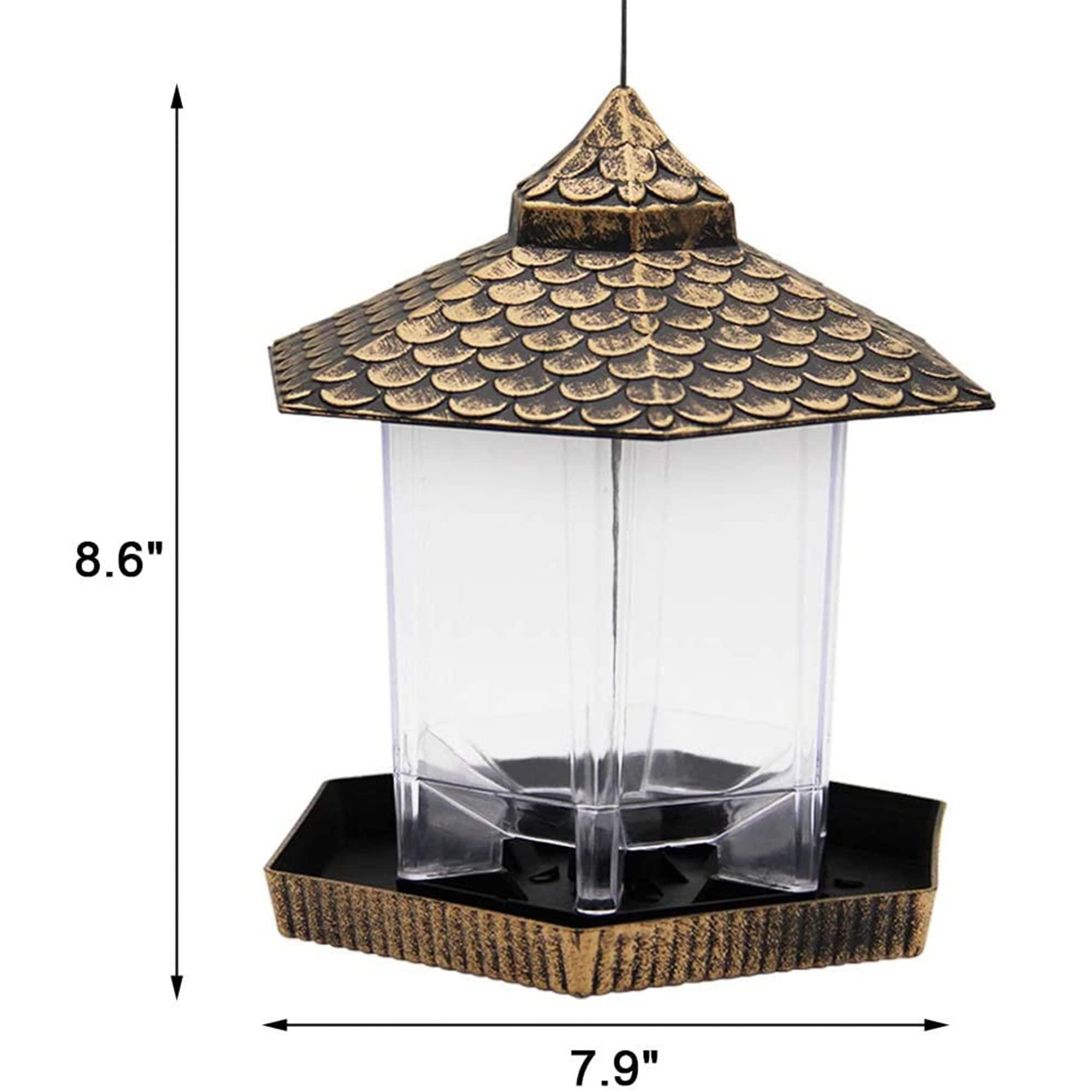 Twinkle Star Wild Bird Feeder Hanging for Garden Yard Outside Decoration, Hexagon Shaped with Roof - Image 3