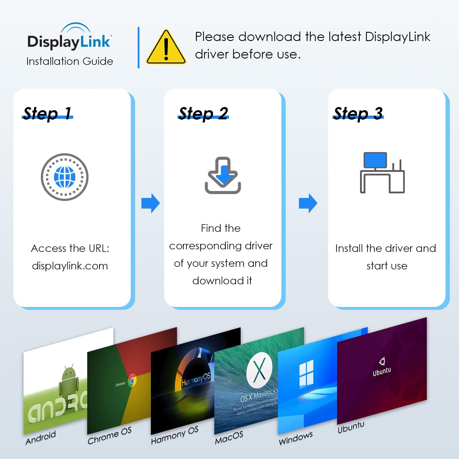 WAVLINK USB C and USB3.0 to Dual 4K DisplayPort & HDMI Adapter, Displaylink Dual 4K@60Hz Monitor Hub, Compatible with M1/M2 MacBook, HP, Dell, Lenovo,Surface-Silver - Image 9