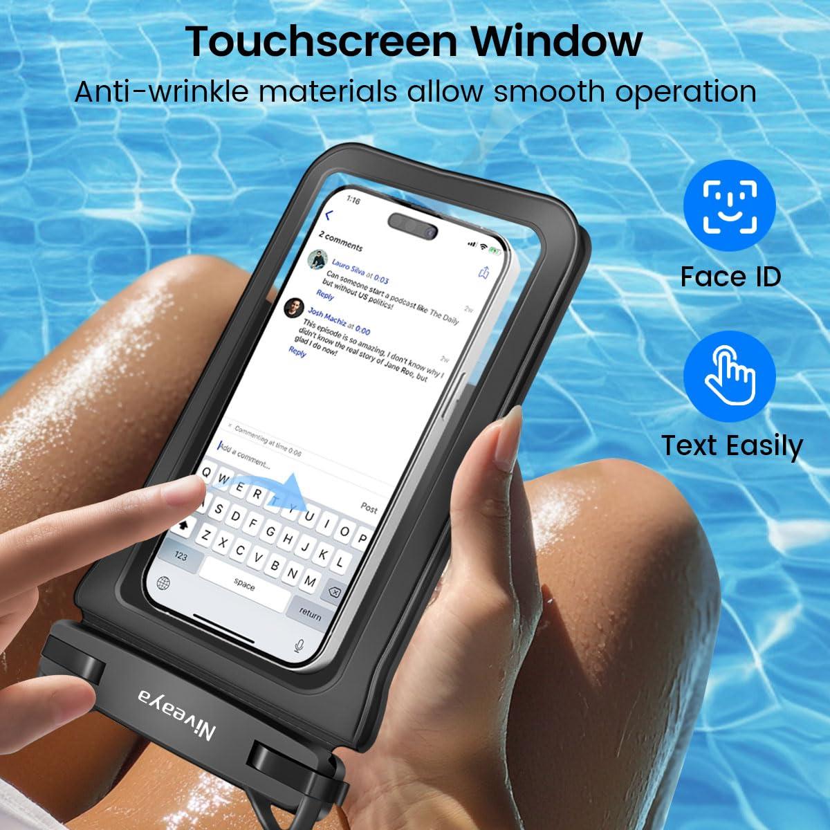 Niveaya Double Space Waterproof Phone Pouch - 2 Pack, Waterproof Phone Lanyard Case with iPhone 16/15/14/13/12 Pro Max up to 8.3", Phone Dry Bags for Vacation Beach Pool Kayak Cruise Travel Essentials - Image 7