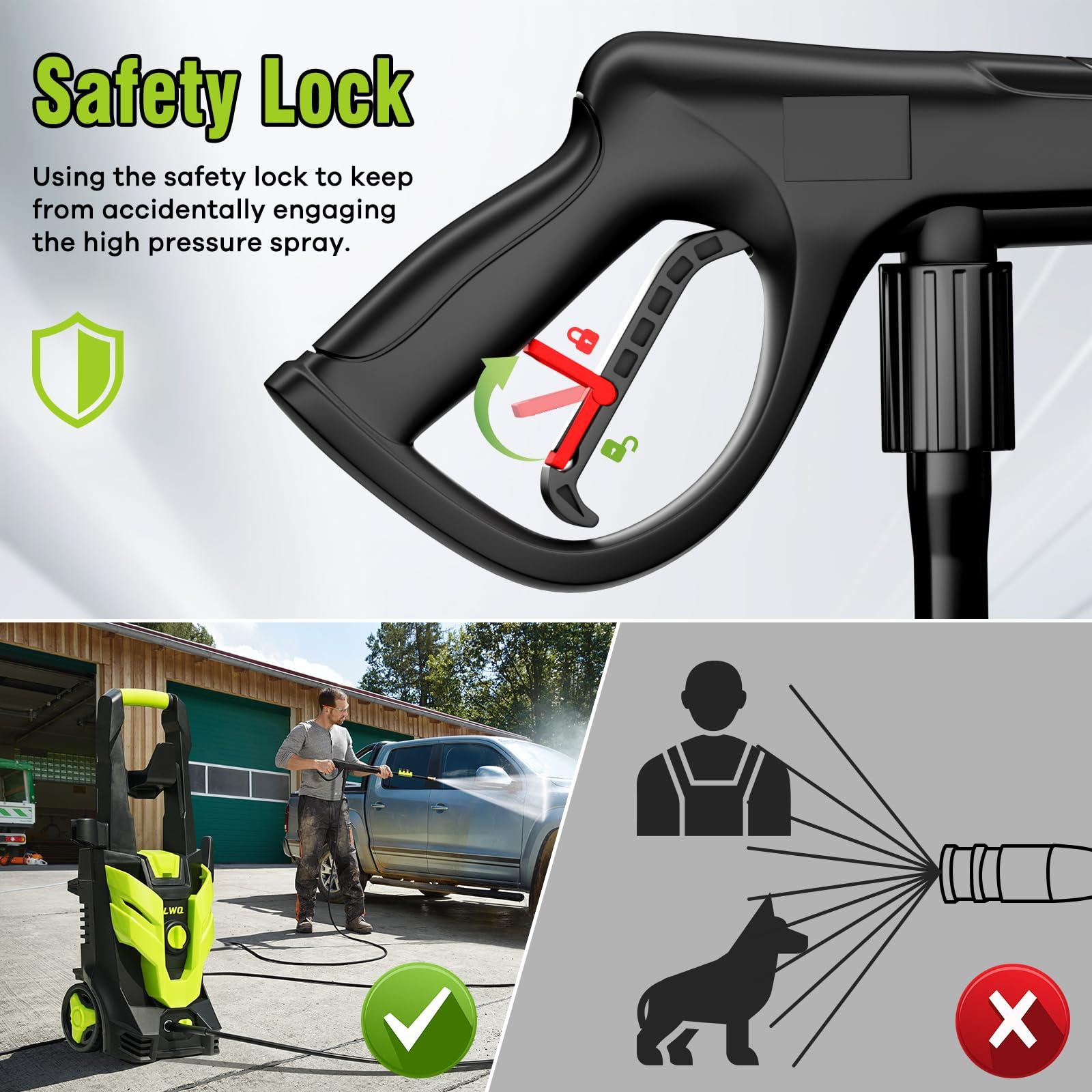 Electric Pressure Washer, 2.5 GPM Power Washer with 4 Quick Connect Nozzles, High Pressure Cleaning Machine with Foam Cannon for Cars/Fences/Driveways/Patios/Home Cleaning (Green) - Image 5