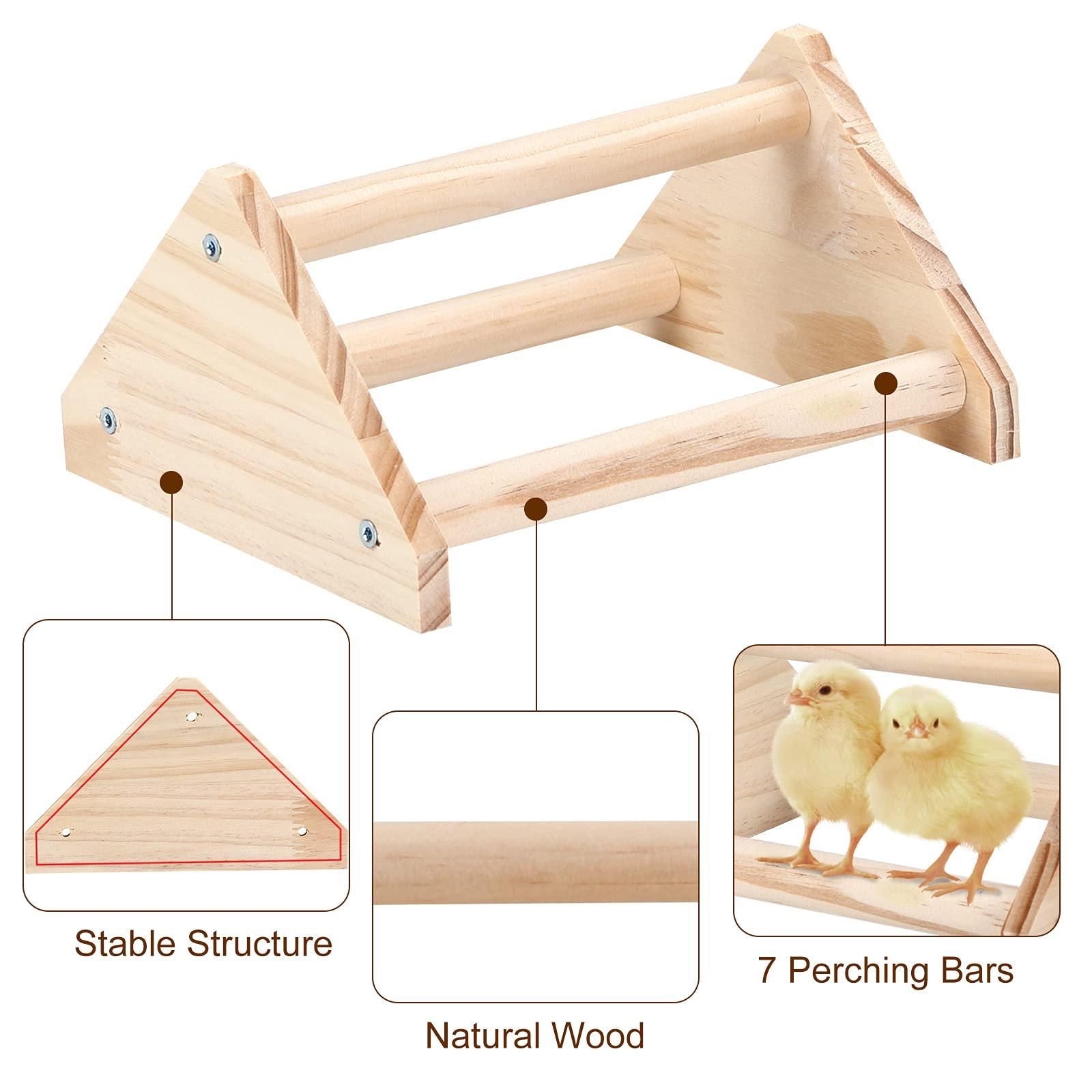 GINTUTO Chicken Perch Strong Pine Wooden Chick Jungle Gym Roosting Bar, Chick Perch Toys for Coop and Brooder for Large Bird Baby Chicks Parrot (Small) - Image 3