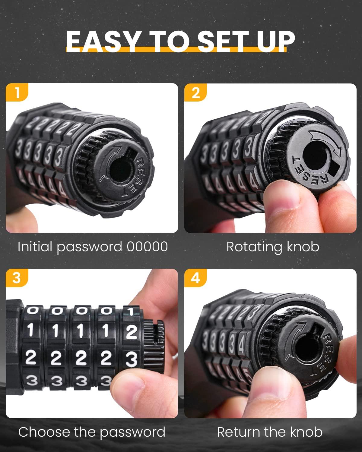 KEYSTP Bike Lock Cable with Combination,High Security 5-Digit Resettable Combination Bicycle Lock Anti-Theft, with Mounting Bracket for Bikes and Scooters - Image 5