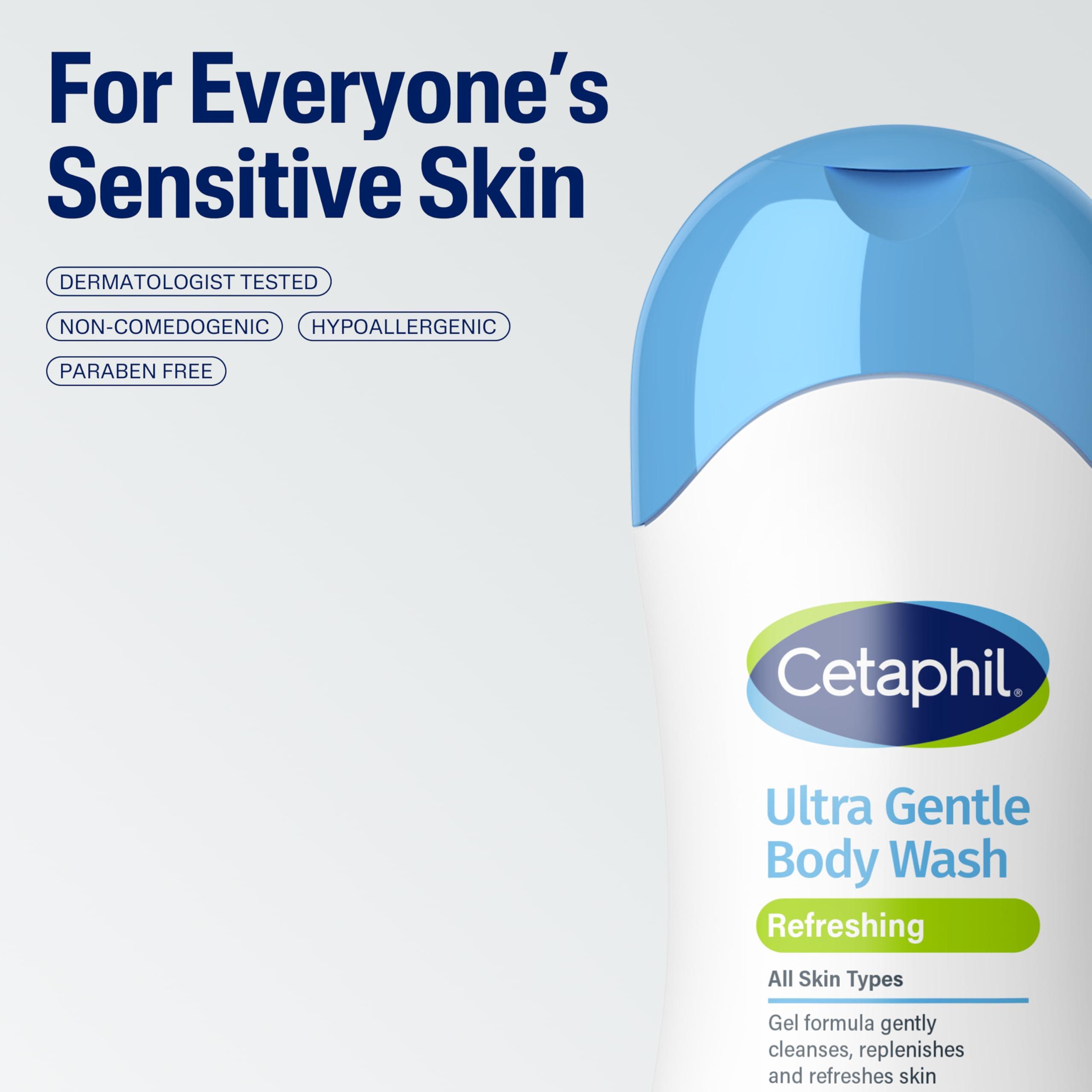 Cetaphil Ultra Gentle Refreshing Body Wash, Refreshing Scent For Dry to Normal, Sensitive Skin, 16.9oz Pack of 3, with Aloe Vera, Calendula, Vitamin B5, Hypoallergenic, Dermatologist Tested - Image 6