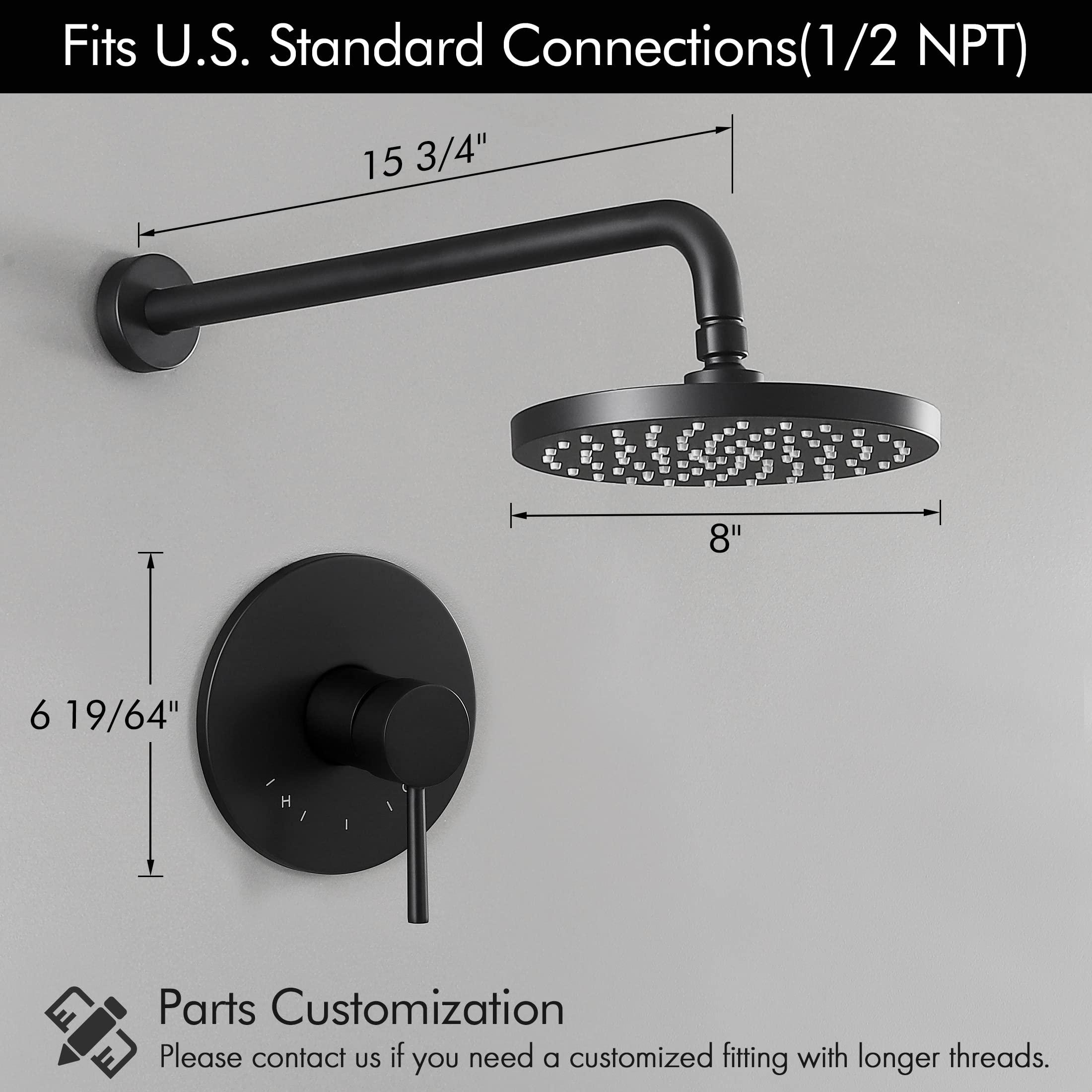 KES Shower Faucets Sets Complete Rain Shower Head Shower Valve and Trim Kit Wall Mount Pressure Balance Black Shower System, XB6202F18-BK - Image 6