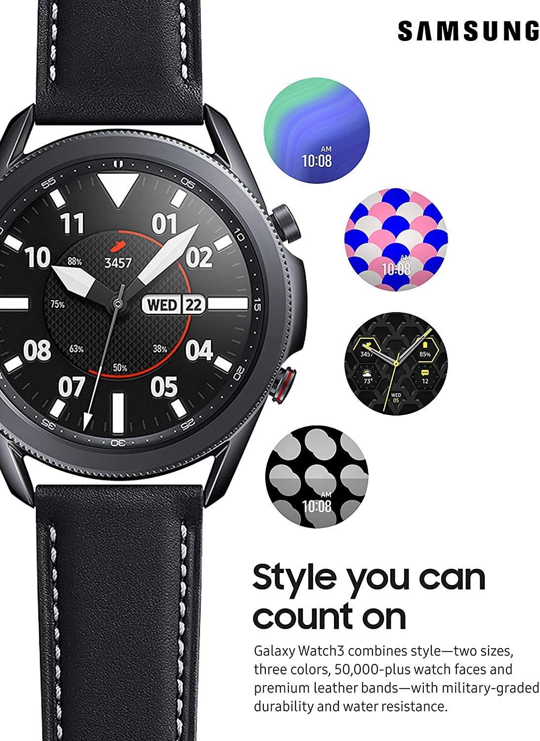Samsung Galaxy Watch 3 (45mm, GPS, Bluetooth) Smart Watch with Advanced Health Monitoring, Fitness Tracking, and Long Lasting Battery - Mystic Black (Renewed) - Image 2