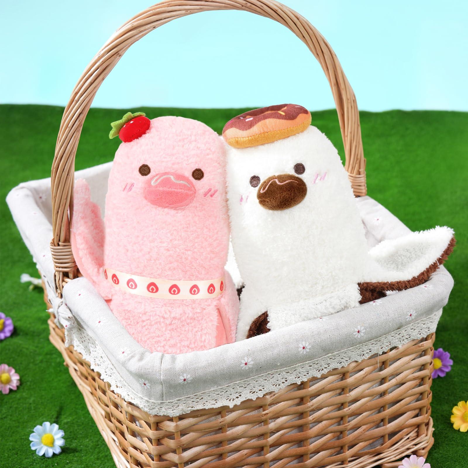 PEACH CAT Strawberry Cake Banana Duck Plush Pillow with Cream Candy Body Plushies Toy Cute Stuffed Animals Gifts for Kids Pink 19.7" - Image 7
