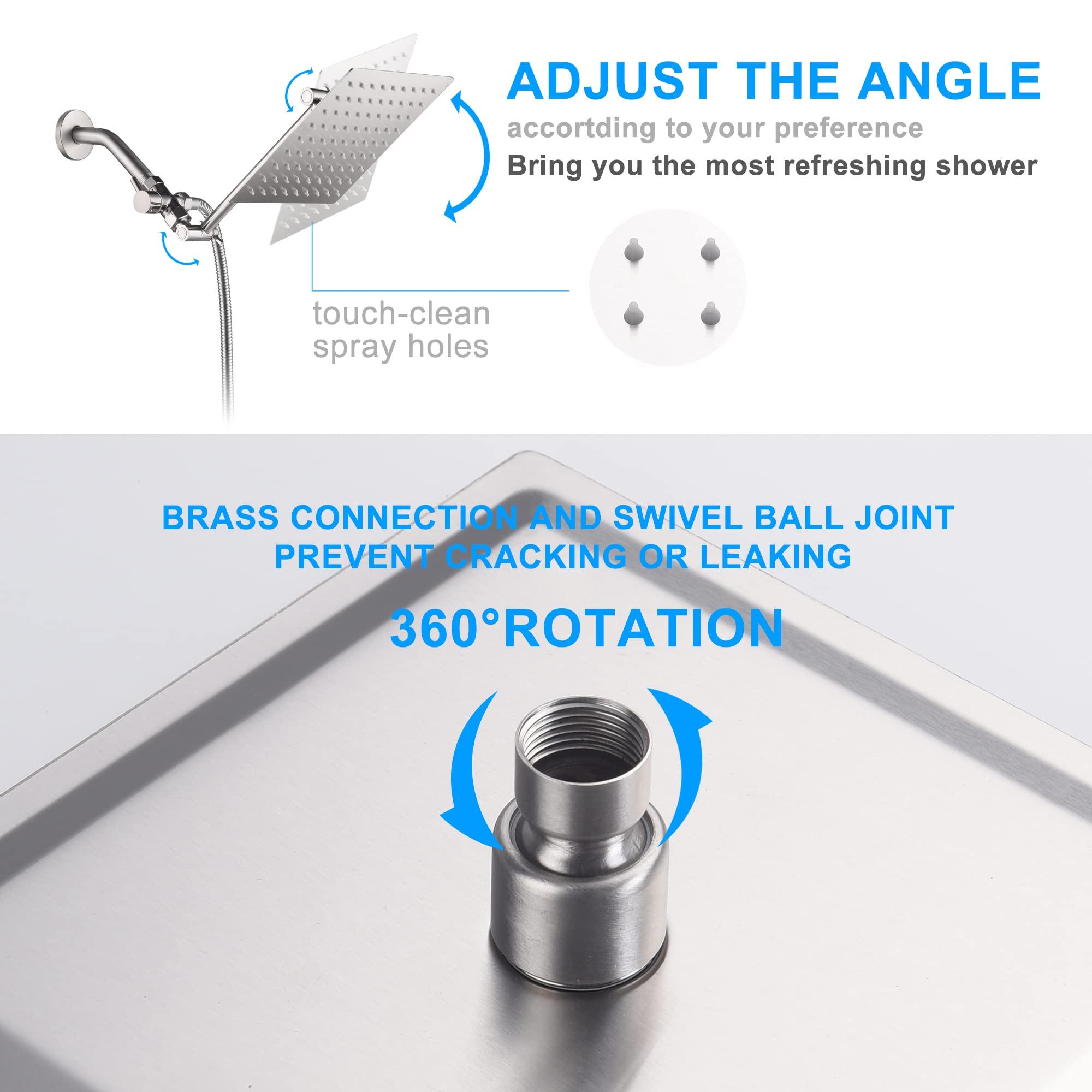 BLTFAUCER Tub Shower Faucet with 8 Inch Shower Head and Handheld, Shower Faucet Set Complete with Adjustable Extension Shower Arm, Tub Spout, Pressure Balance Rough-in Valve Included(Brushed Nickel) - Image 9