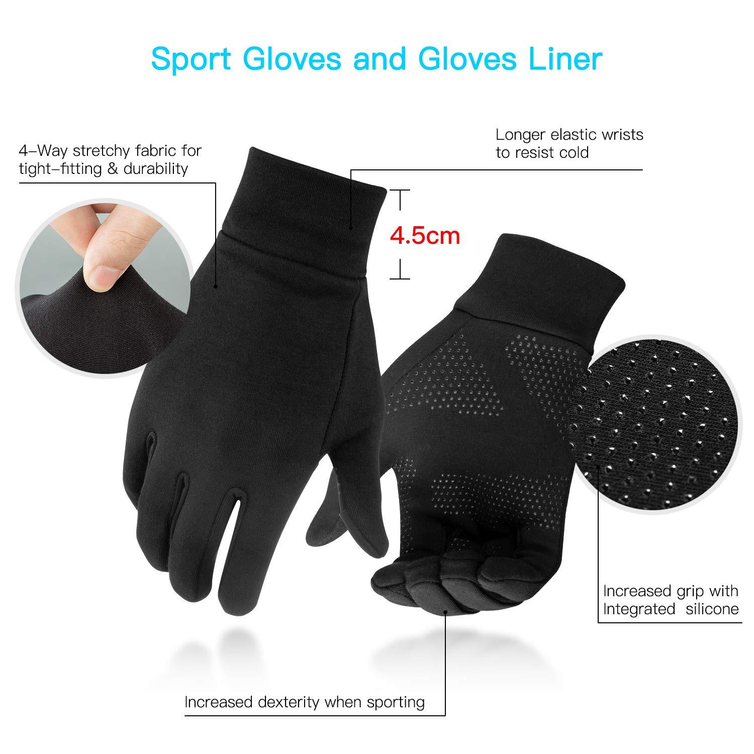 Unigear Lightweight Running Gloves, Touch Screen Anti-Slip Warm Gloves Liners for Cycling Biking Sporting Driving for Men Women - Image 3