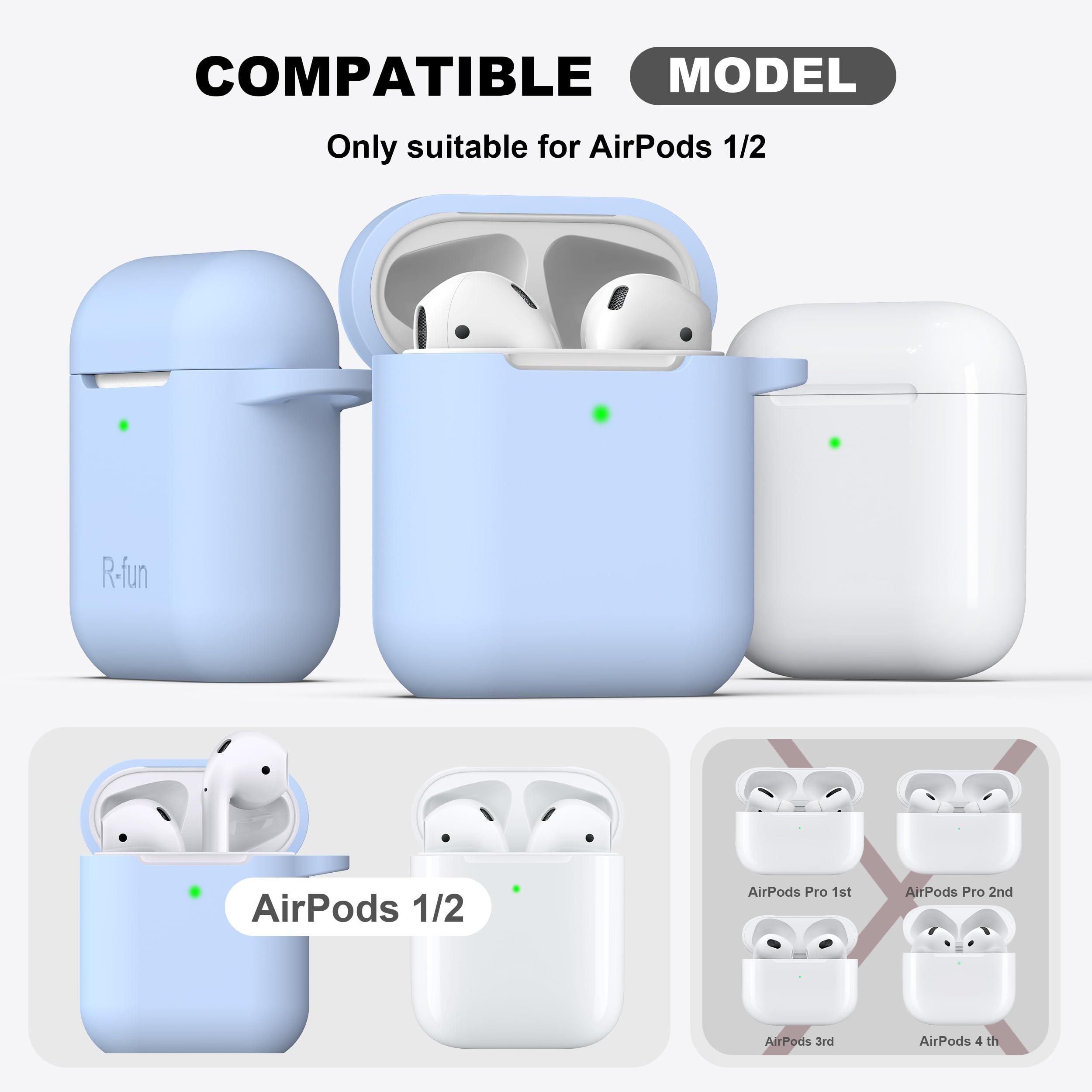 R-fun Compatible with AirPods Case Cover, Soft Silicone Protective Cover with Keychain for Women Men Compatible with Apple AirPods 2nd 1st Generation Charging Case, Front LED Visible,Sky Blue - Image 3