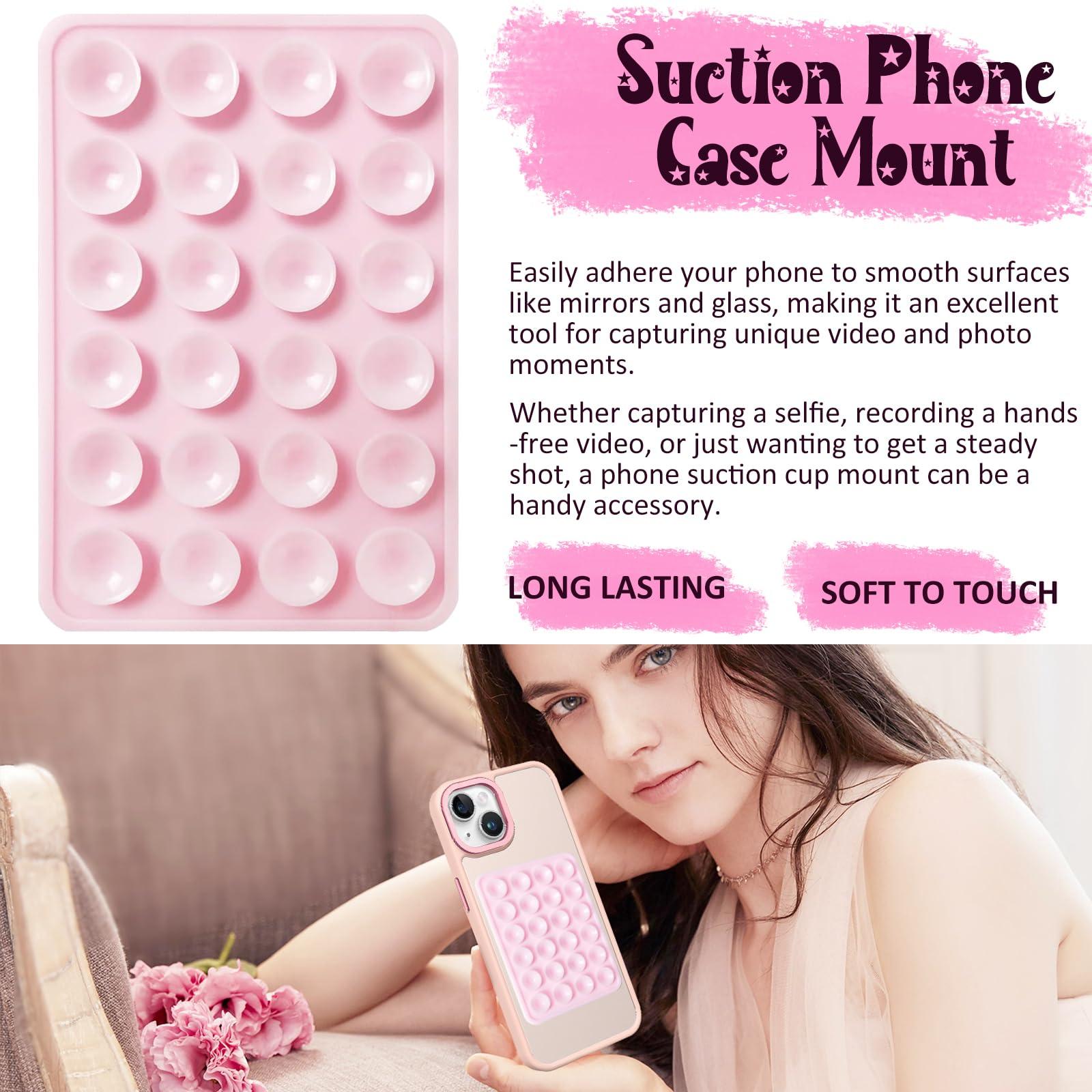 LvShuLiangPin Silicone Suction Phone Case Mount, Silicon Adhesive Phone Accessory for Smartphones, Hands-Free Mirror Shower Phone Holder for Selfies, Tiktok Videos (Rose) - Image 2