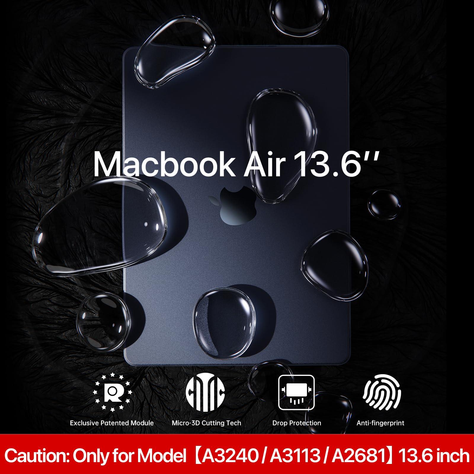 Soonjet Compatible for MacBook Air 13.6 inch Case M4 M3 M2 2025 2024-2022 Release Model A3240 A3113 A2681, Sturdy Protective Hard Shell Case Cover for MacBook Air M2 13 inch - Midnight Clear - Image 6