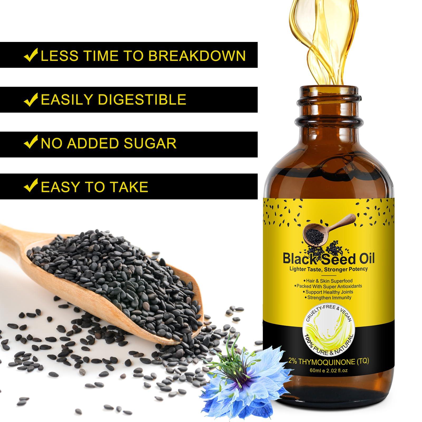 Black Seed Oil Organic Cold Pressed Black Seed Oil 100% Pure Natural Cumin Seed Oil Gluten Free Black Seed Oil Liquid for Hair Growth, Skin Cares - Image 5