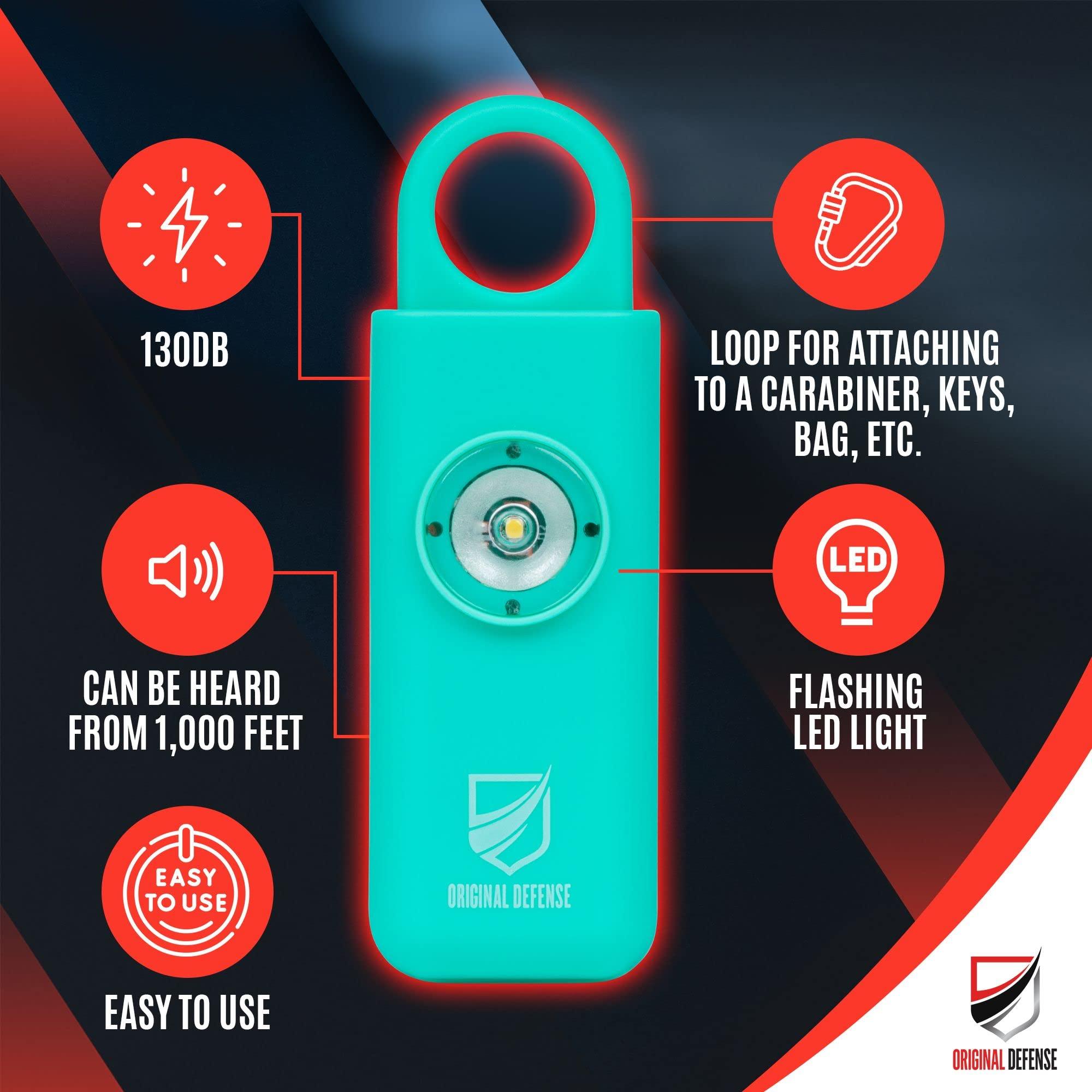 Original Defense® Siren Self-Defense Alarm (Mint) - 130 dB Keychain Alarm with LED Strobe Light for Women, Children, and Elderly - Police Recommended - Image 2