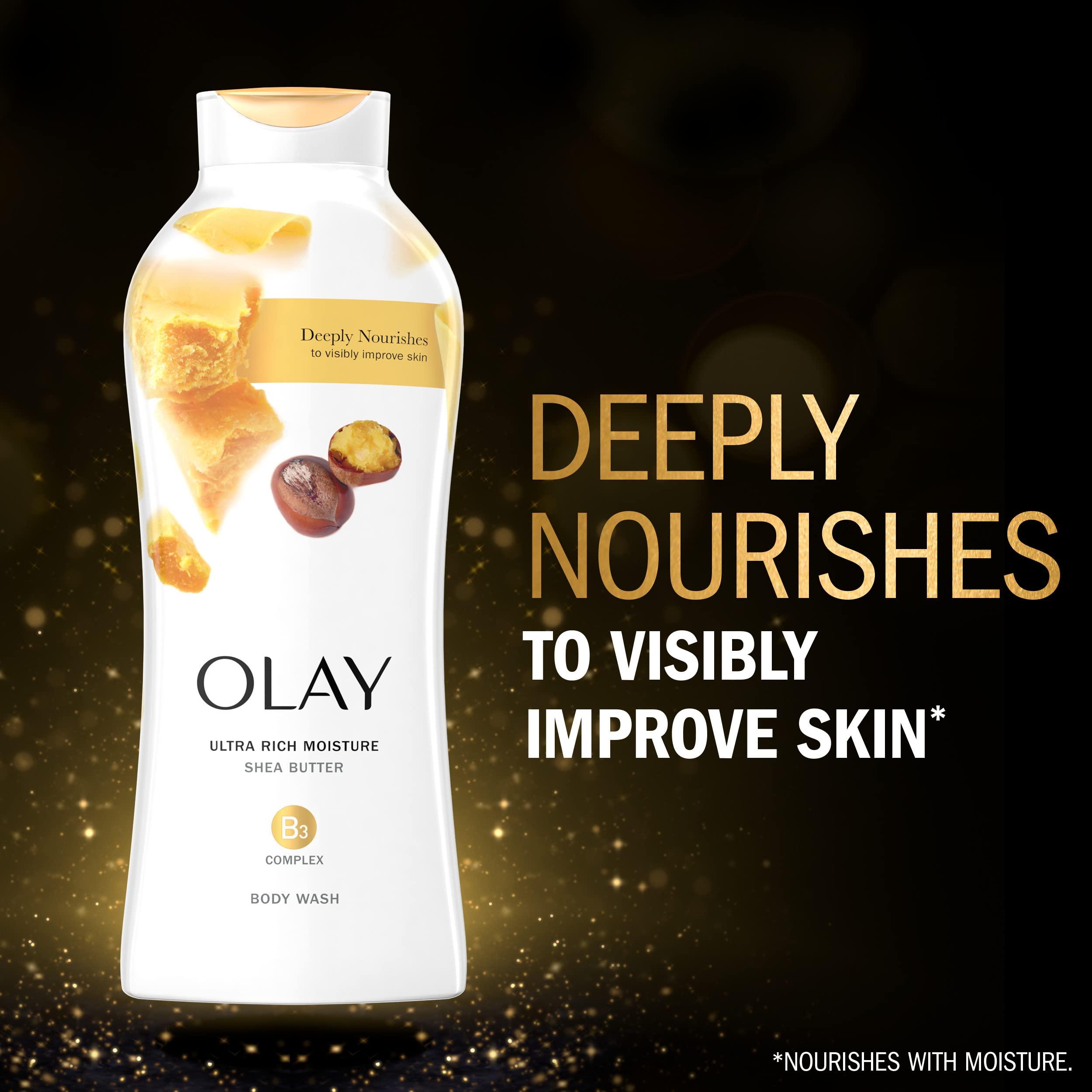 Olay Body Wash for Women, Ultra Moisture, 24hr Moisturizing, Hydrating & Refreshing, B3 Vitamin Complex, Free of Parabens & Phthalates, For All Skin Types, Shea Butter Scent, 22 fl oz (Pack of 4) - Image 7